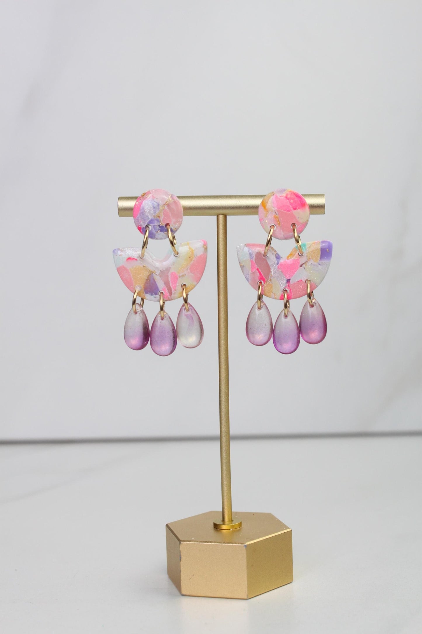 Colorful Marble Dangle Earrings, Colorful Marble Clay Earrings, Polymer Clay Dangle Earrings, Clay Earrings