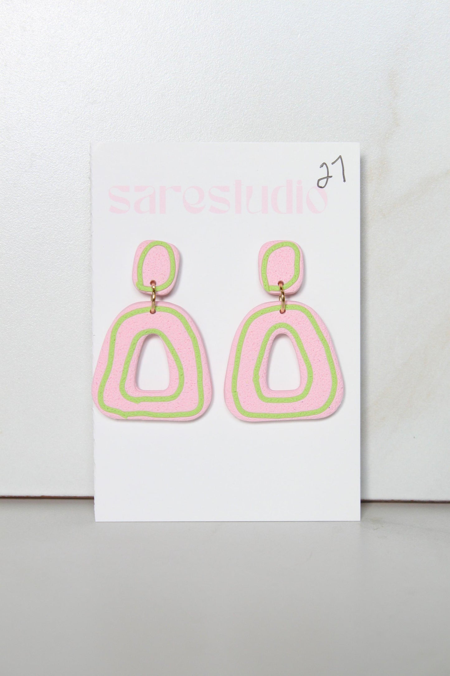 Clay Dangle Earrings - Geometric Modern Design, Handmade Lightweight Hypoallergenic Polymer Jewelry, Statement Accessory Multiple Colors