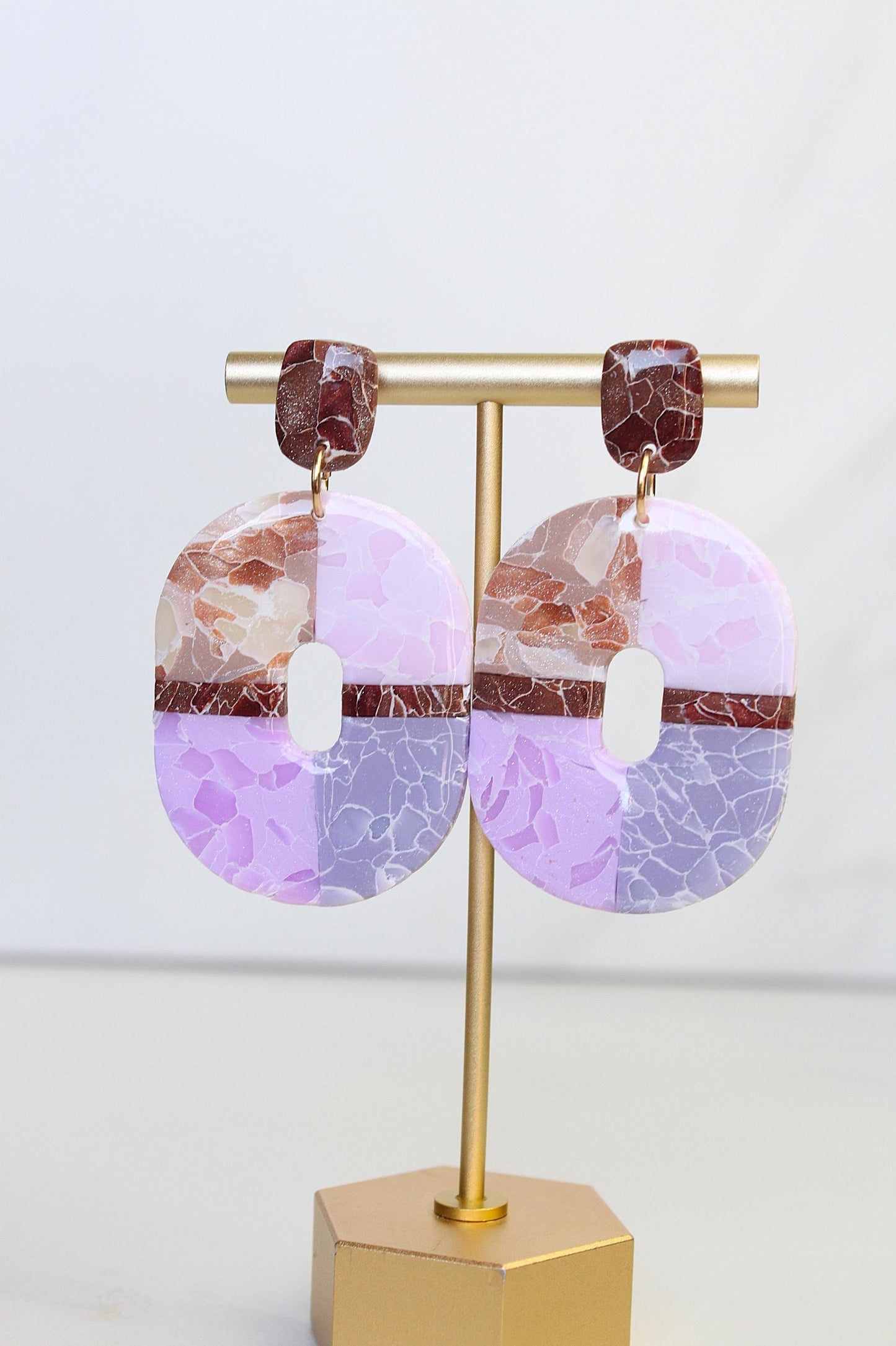 Marble Clay Earrings | Boho Clay Earrings | Lightweight Statement Earrings | Polymer Clay Dangle Earrings