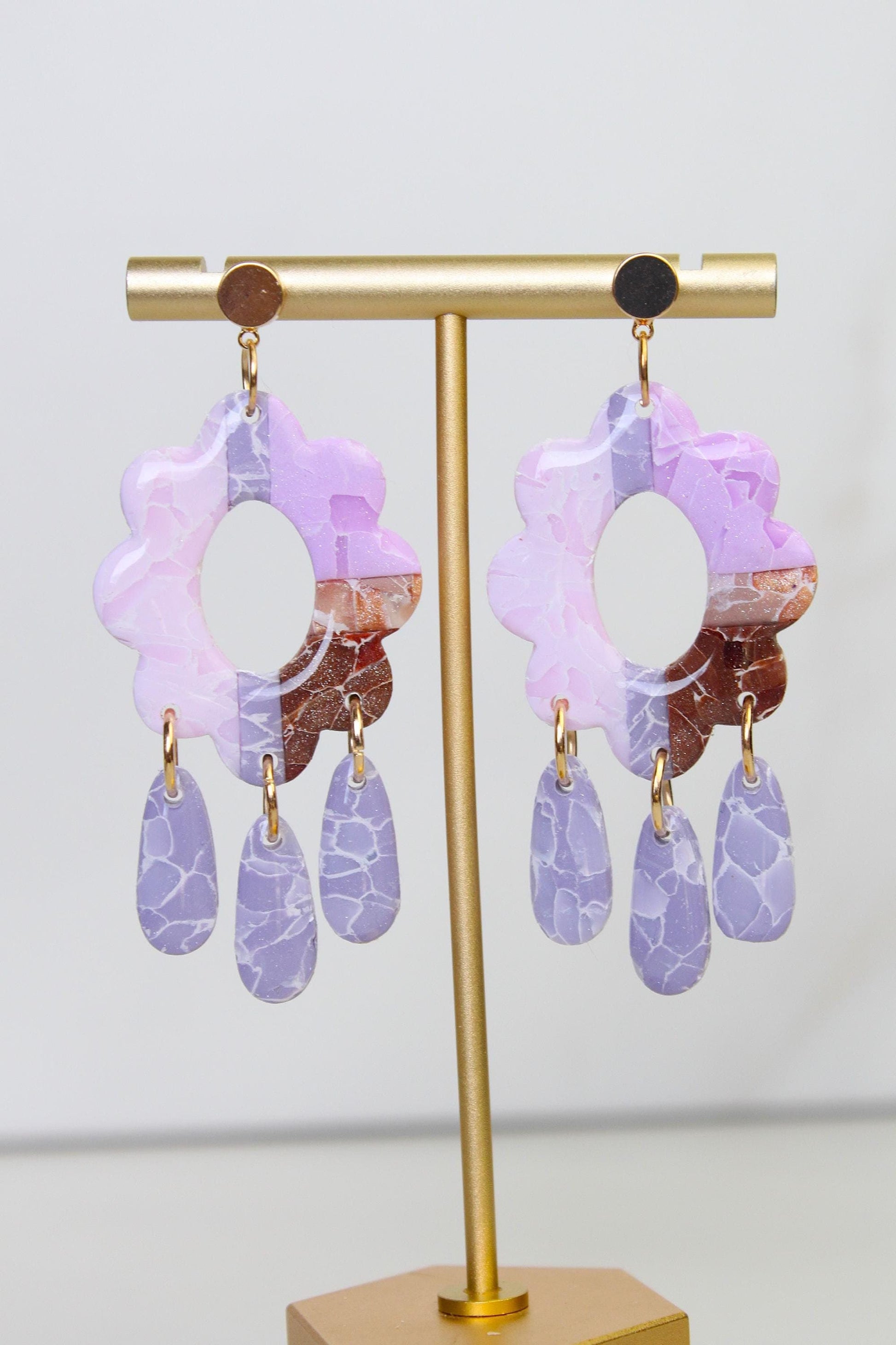 Marble Clay Earrings | Boho Clay Earrings | Lightweight Statement Earrings | Polymer Clay Dangle Earrings