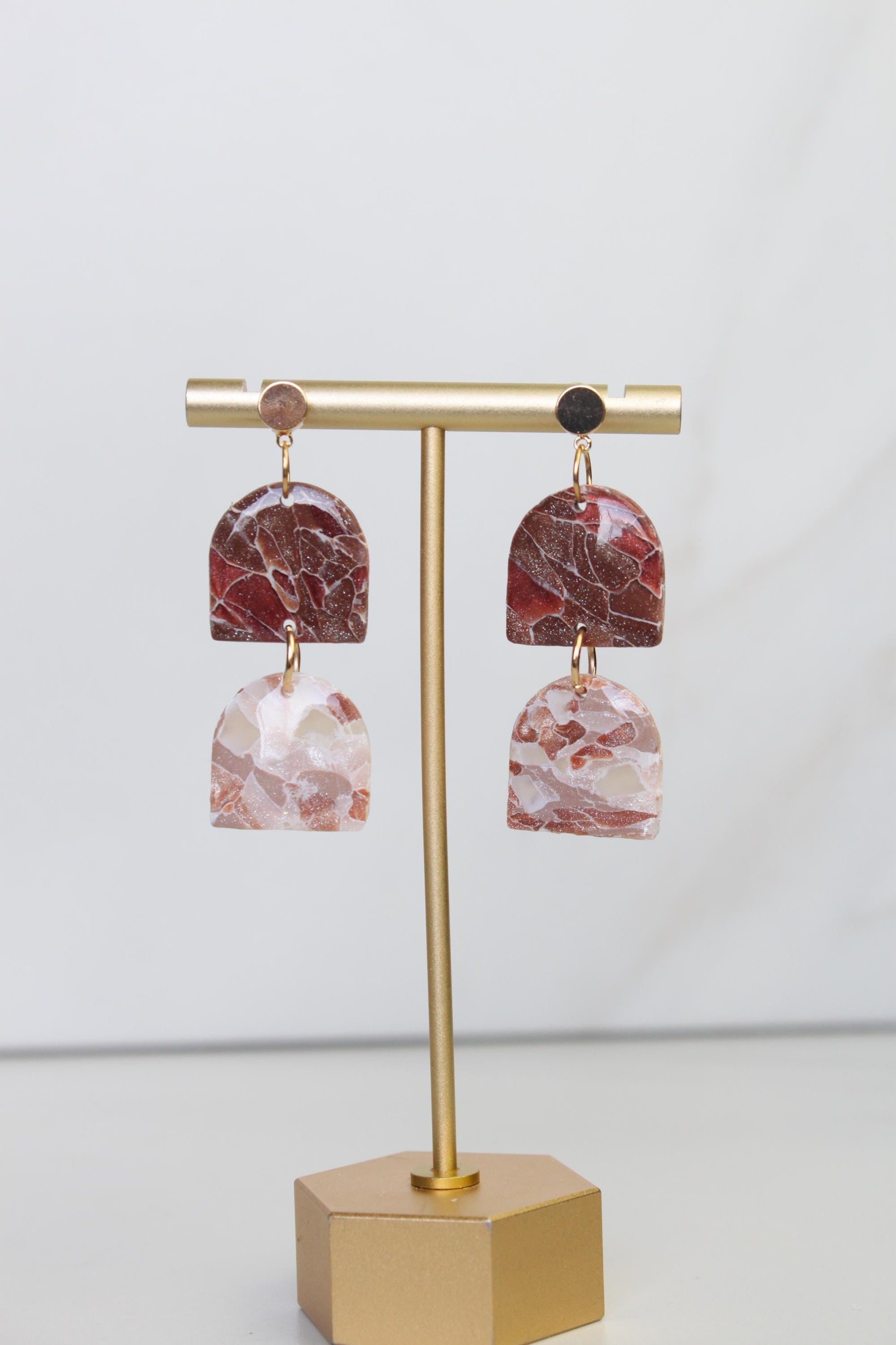 Marble Clay Earrings | Boho Clay Earrings | Lightweight Statement Earrings | Polymer Clay Dangle Earrings