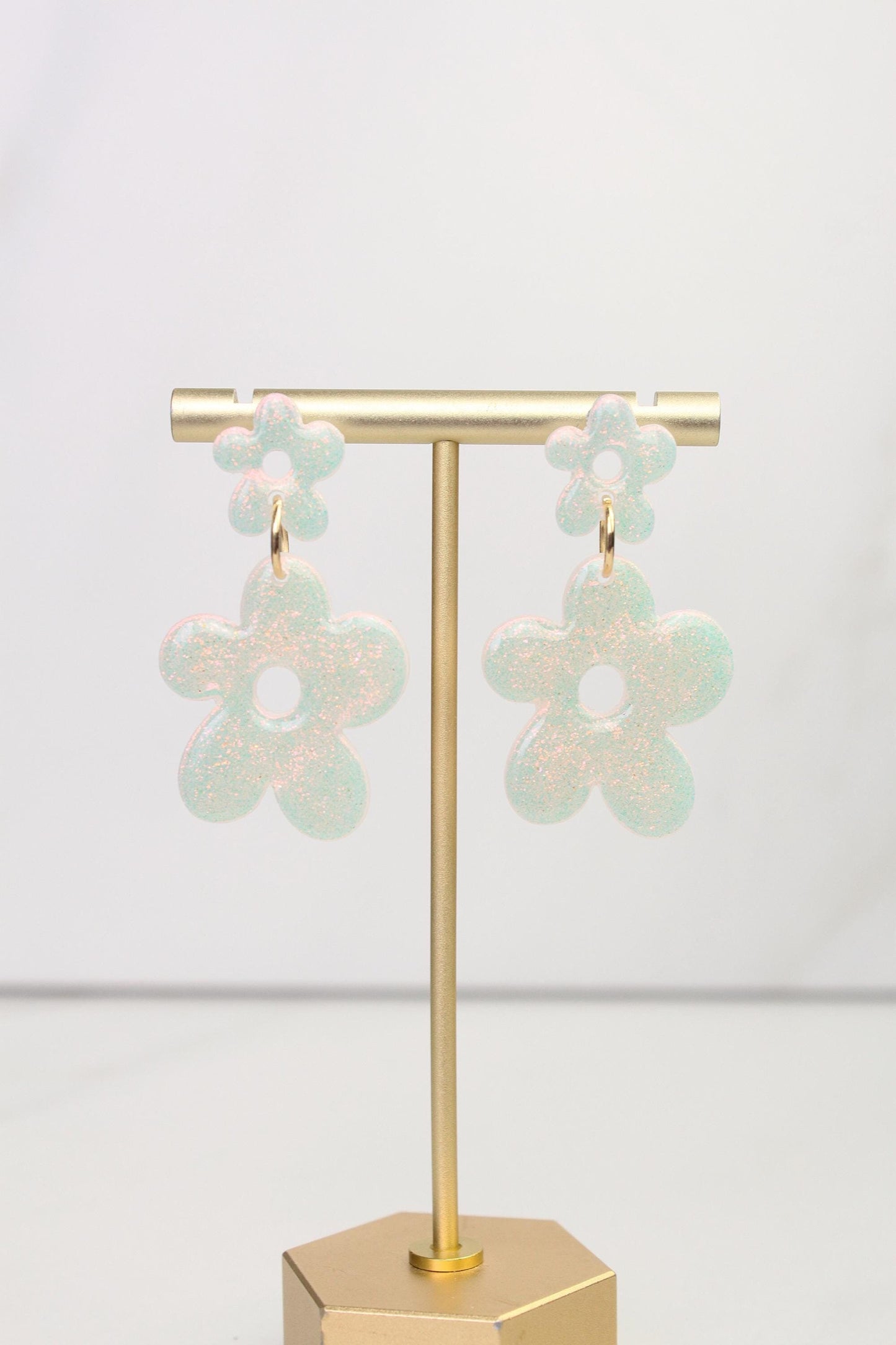 Iridescent Flower Clay Earrings | Polymer Clay earrings | Iridescent Earrings | Clay Earrings | Flower Clay earrings