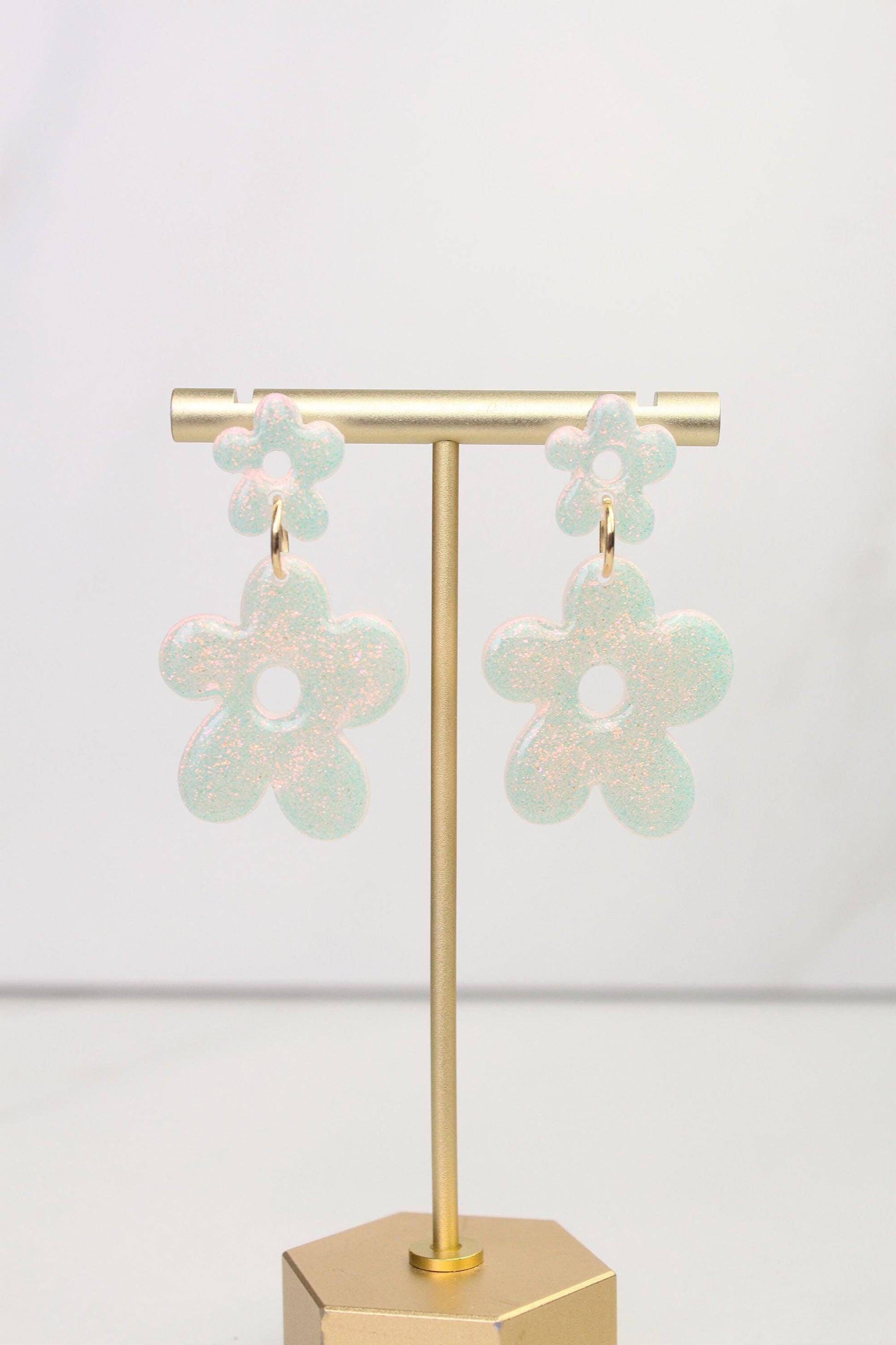 Iridescent Flower Clay Earrings | Polymer Clay earrings | Iridescent Earrings | Clay Earrings | Flower Clay earrings