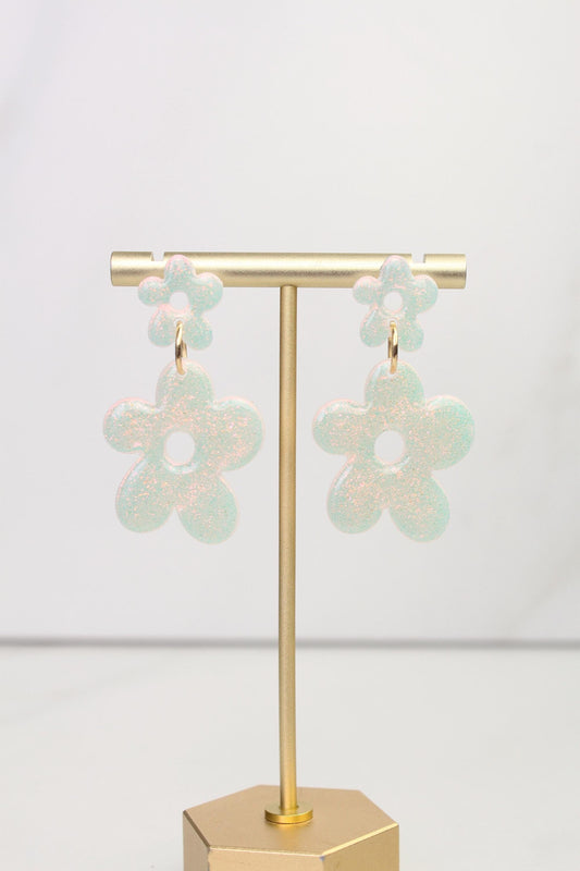 Iridescent Flower Clay Earrings | Polymer Clay earrings | Iridescent Earrings | Clay Earrings | Flower Clay earrings