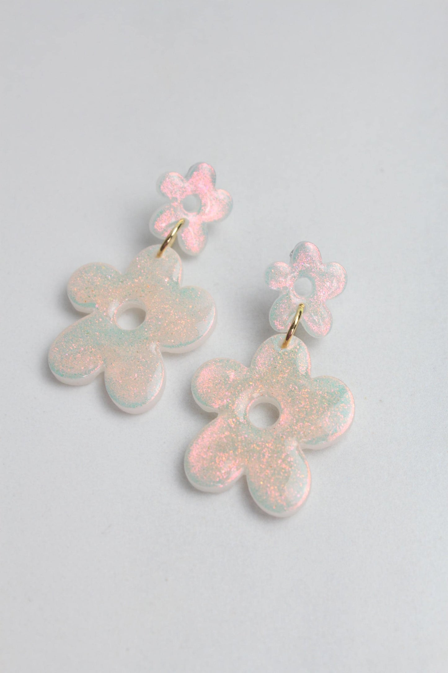 Iridescent Flower Clay Earrings | Polymer Clay earrings | Iridescent Earrings | Clay Earrings | Flower Clay earrings