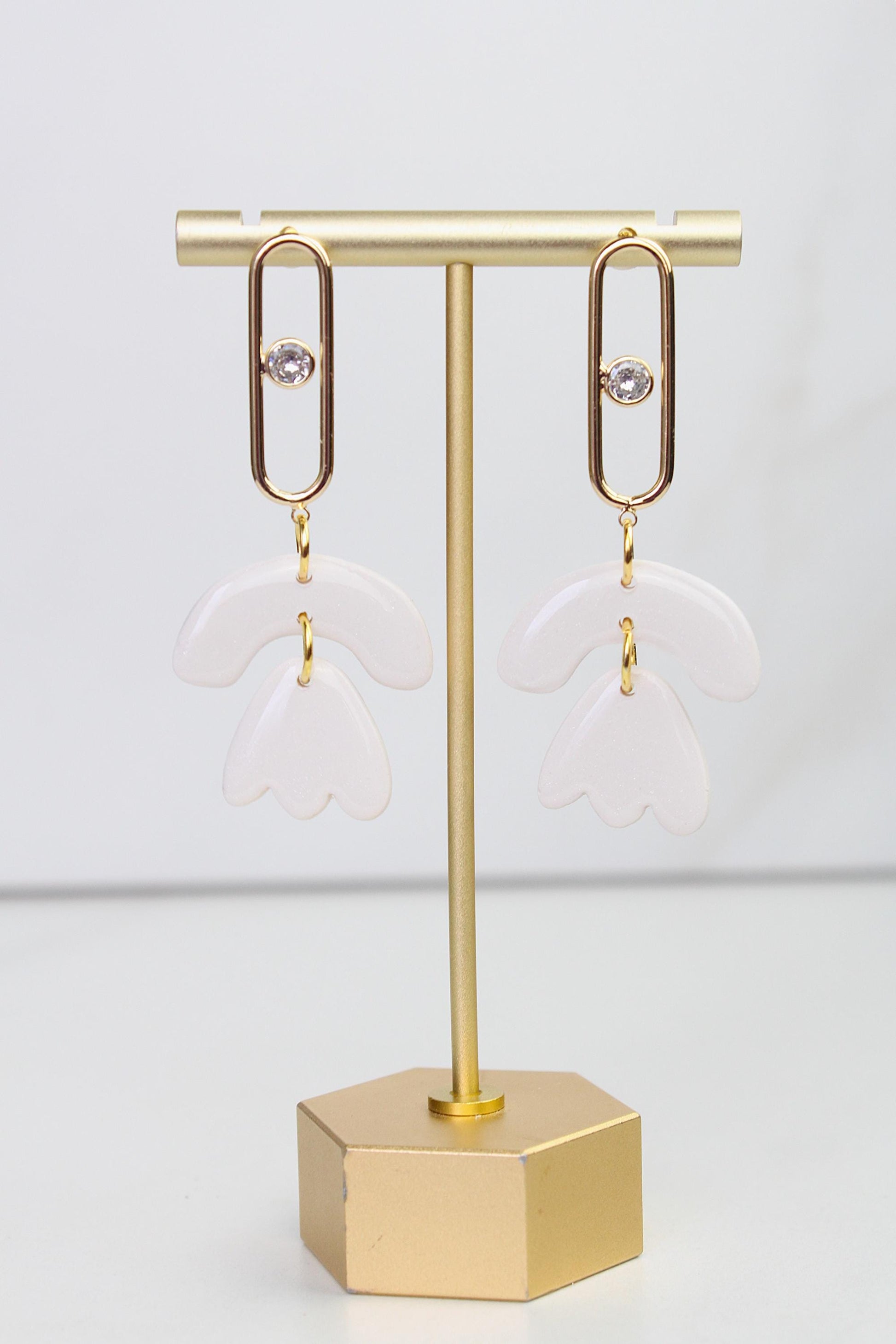 Neutral Marble Clay Earrings | Boho Clay Earrings | Lightweight Statement Earrings | Polymer Clay Dangle Earrings