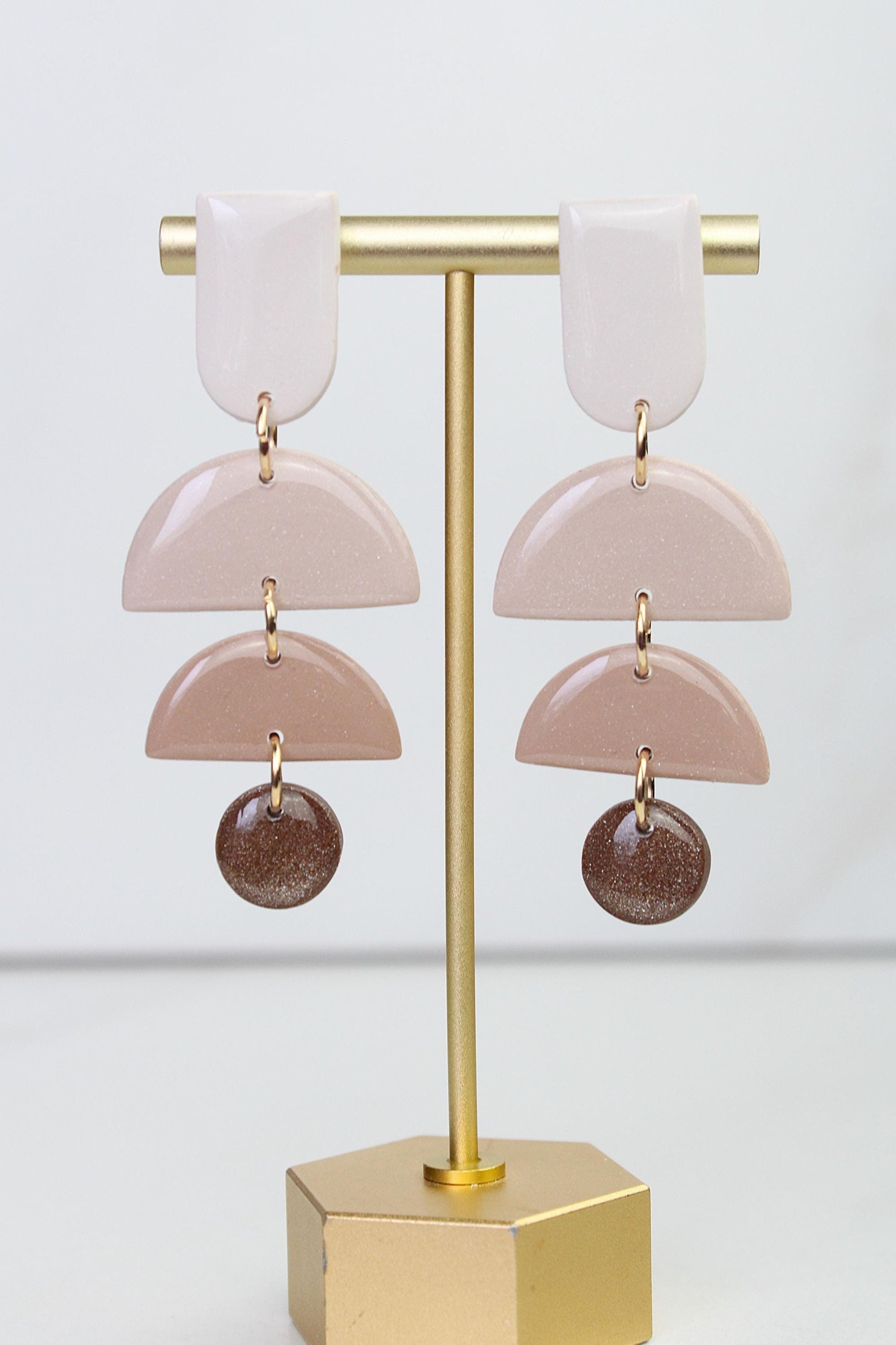 Neutral Marble Clay Earrings | Boho Clay Earrings | Lightweight Statement Earrings | Polymer Clay Dangle Earrings