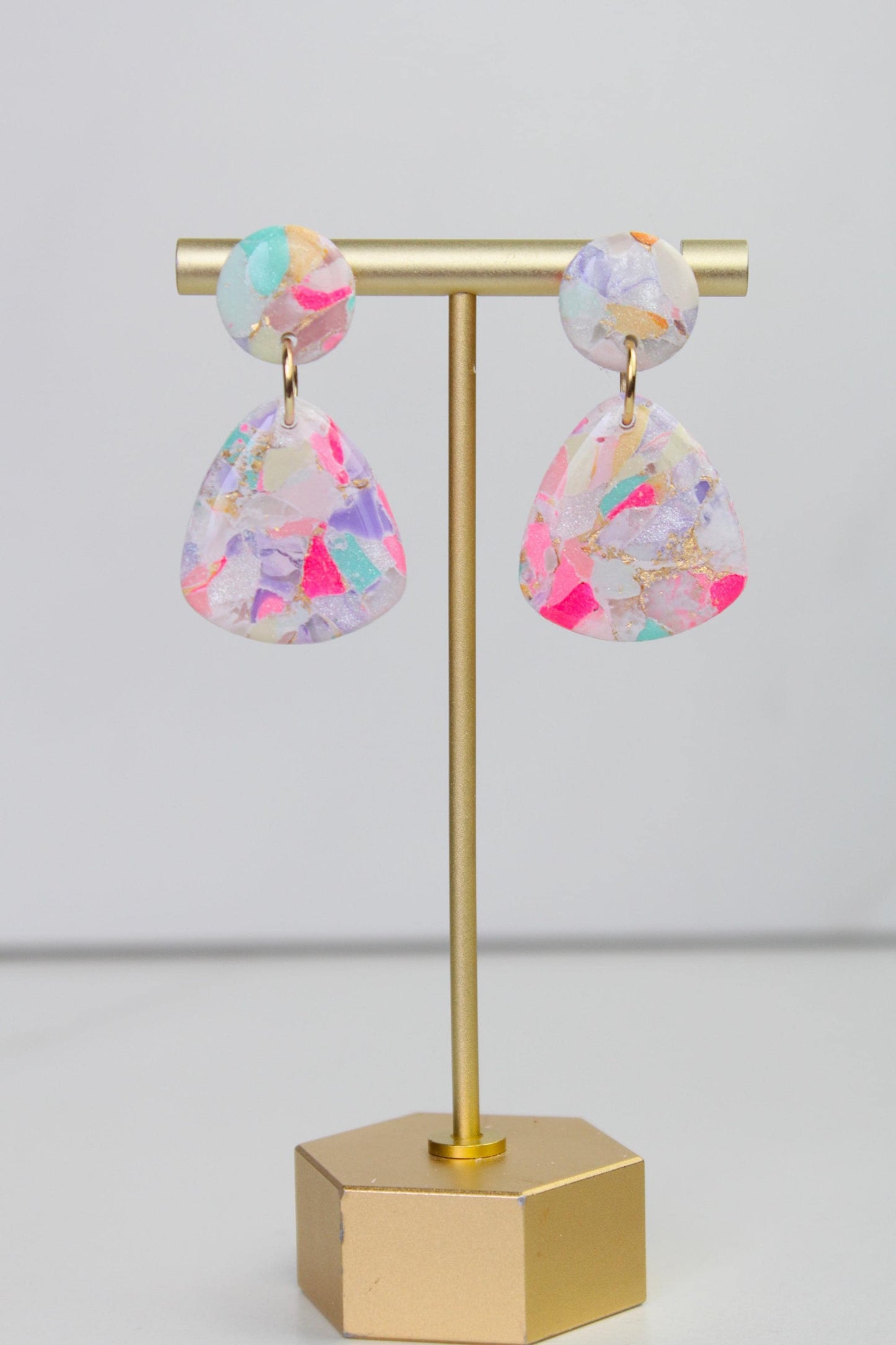 Colorful Marble Dangle Earrings, Colorful Marble Clay Earrings, Polymer Clay Dangle Earrings, Clay Earrings