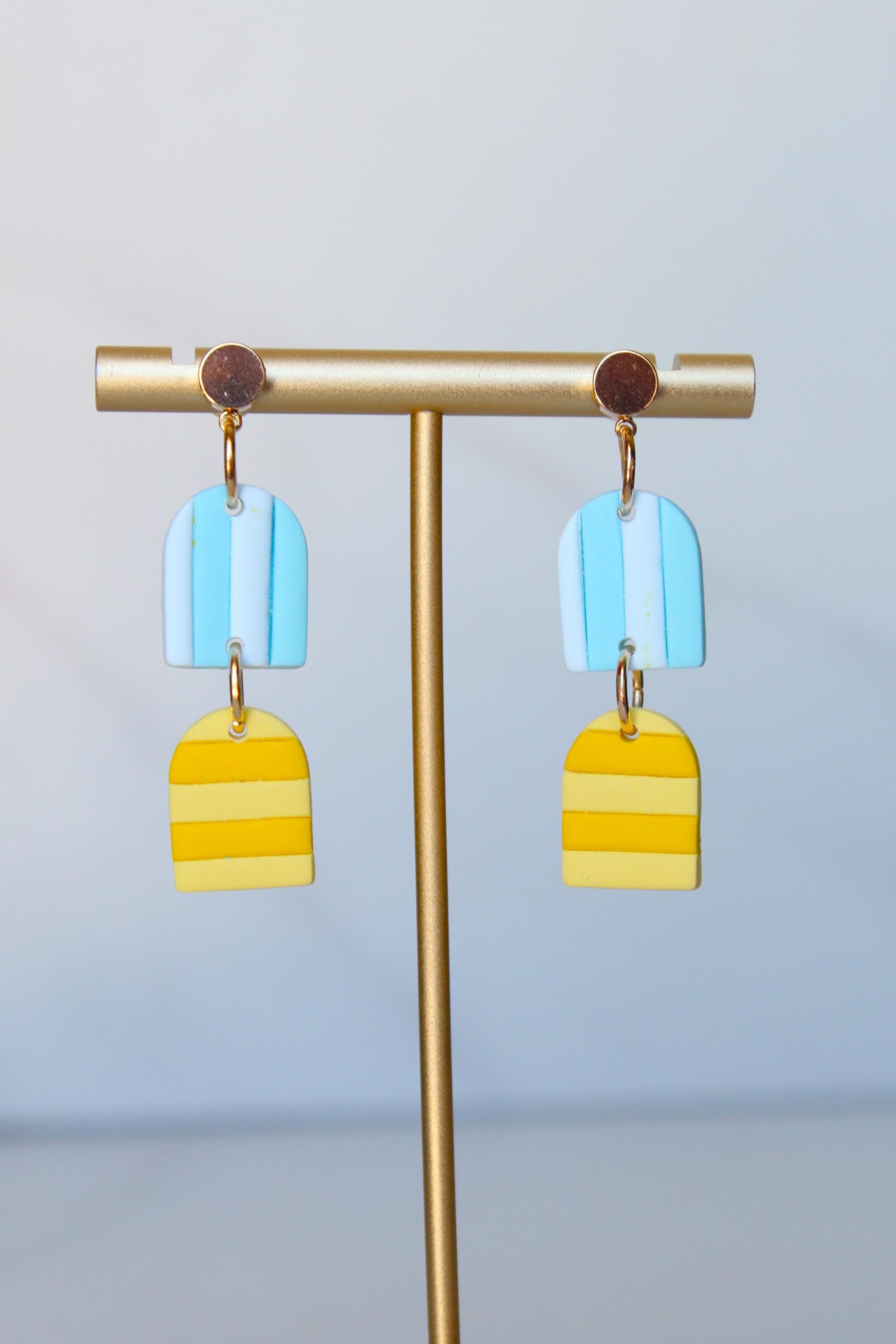 Clay Stripes Earring | Multicolor Polymer Clay Earring | Handmade Statement Clay Earring | Funky Statement Jewelry | Striped Clay Earring