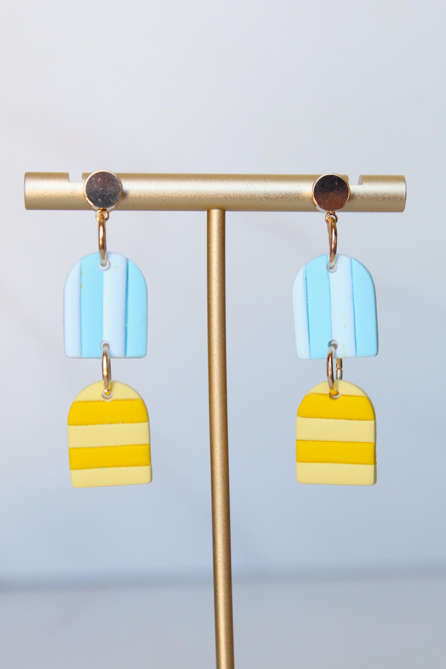 Clay Stripes Earring | Multicolor Polymer Clay Earring | Handmade Statement Clay Earring | Funky Statement Jewelry | Striped Clay Earring