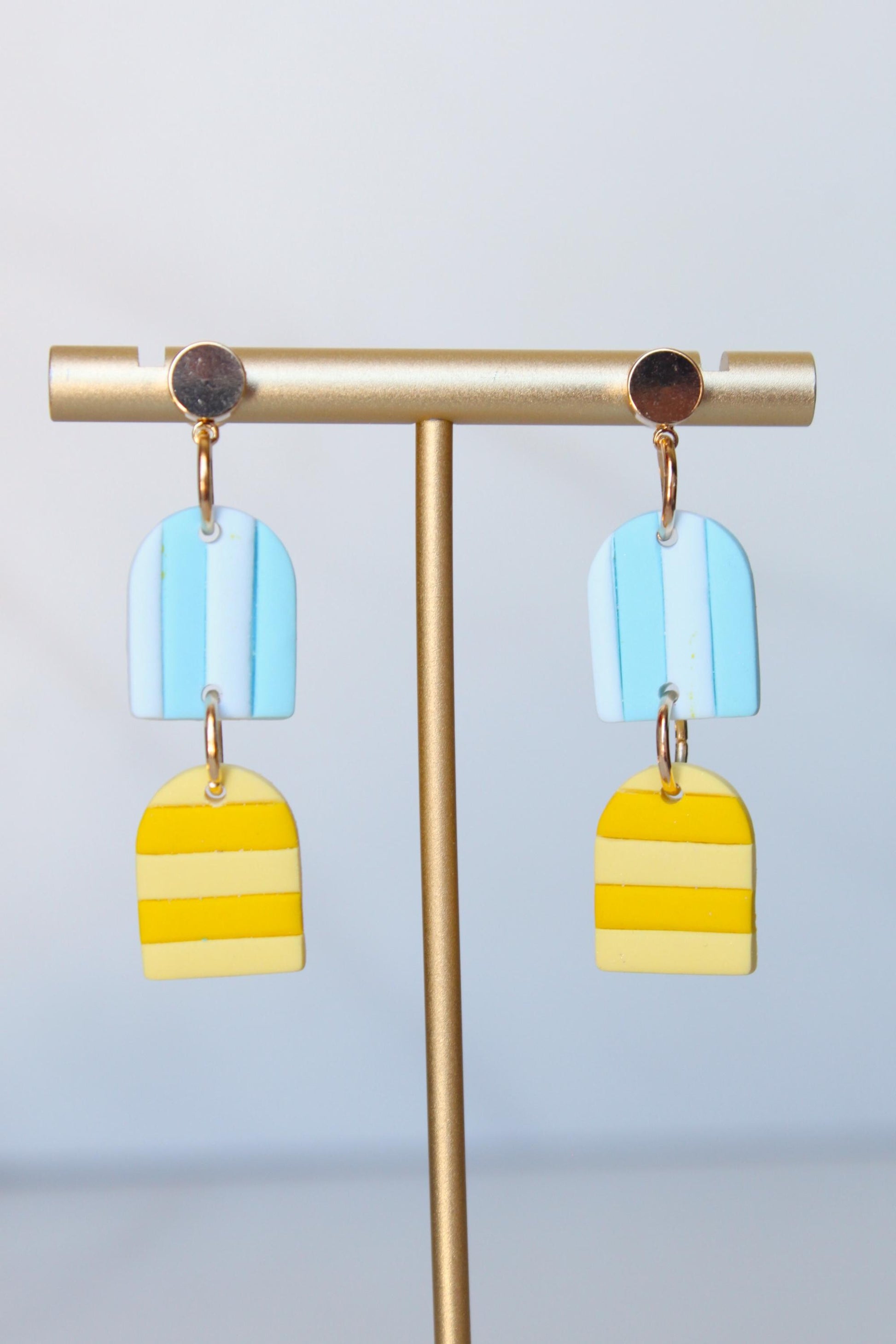 Clay Stripes Earring | Multicolor Polymer Clay Earring | Handmade Statement Clay Earring | Funky Statement Jewelry | Striped Clay Earring