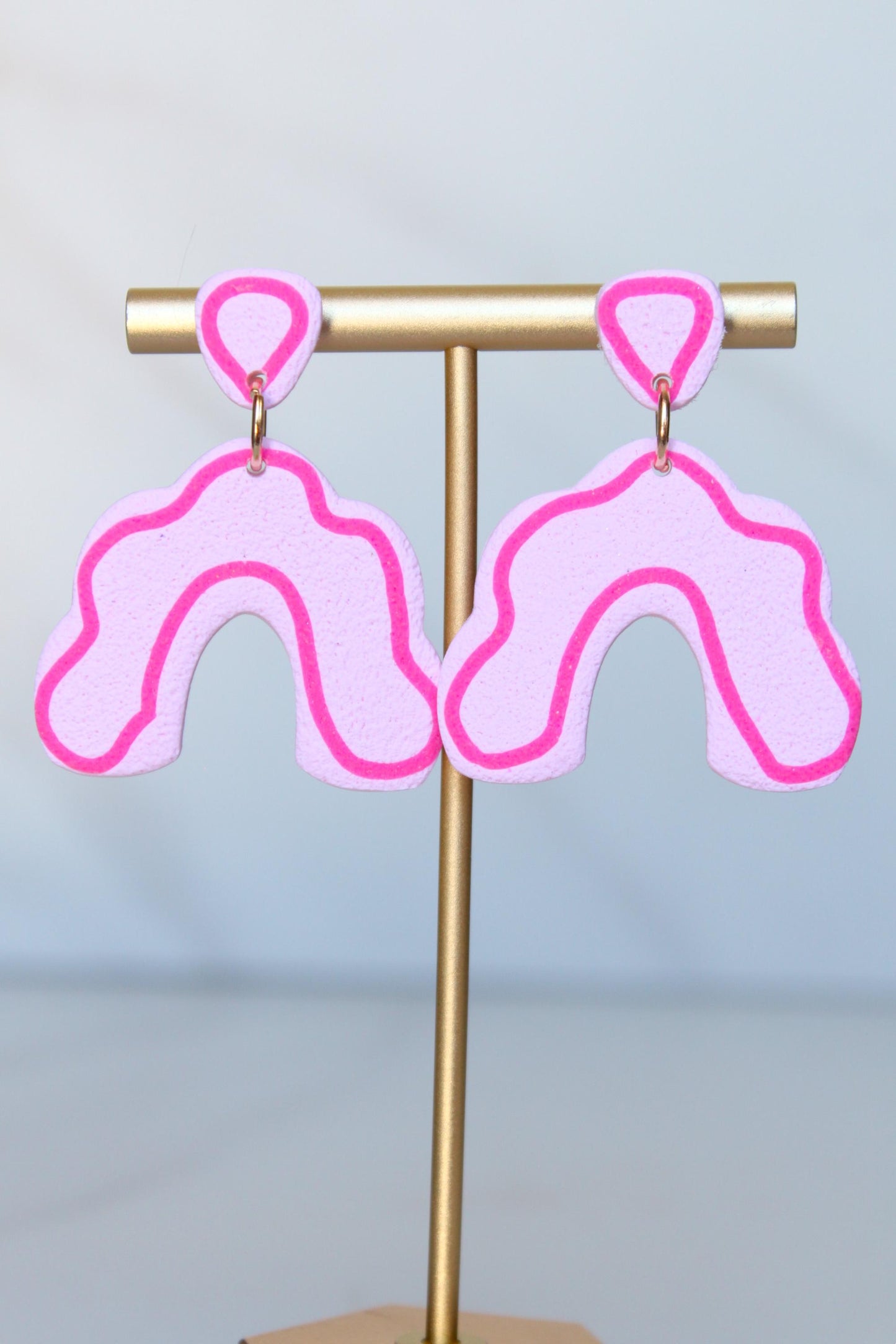 Clay Dangle Earrings - Geometric Modern Design, Handmade Lightweight Hypoallergenic Polymer Jewelry, Statement Accessory Multiple Colors