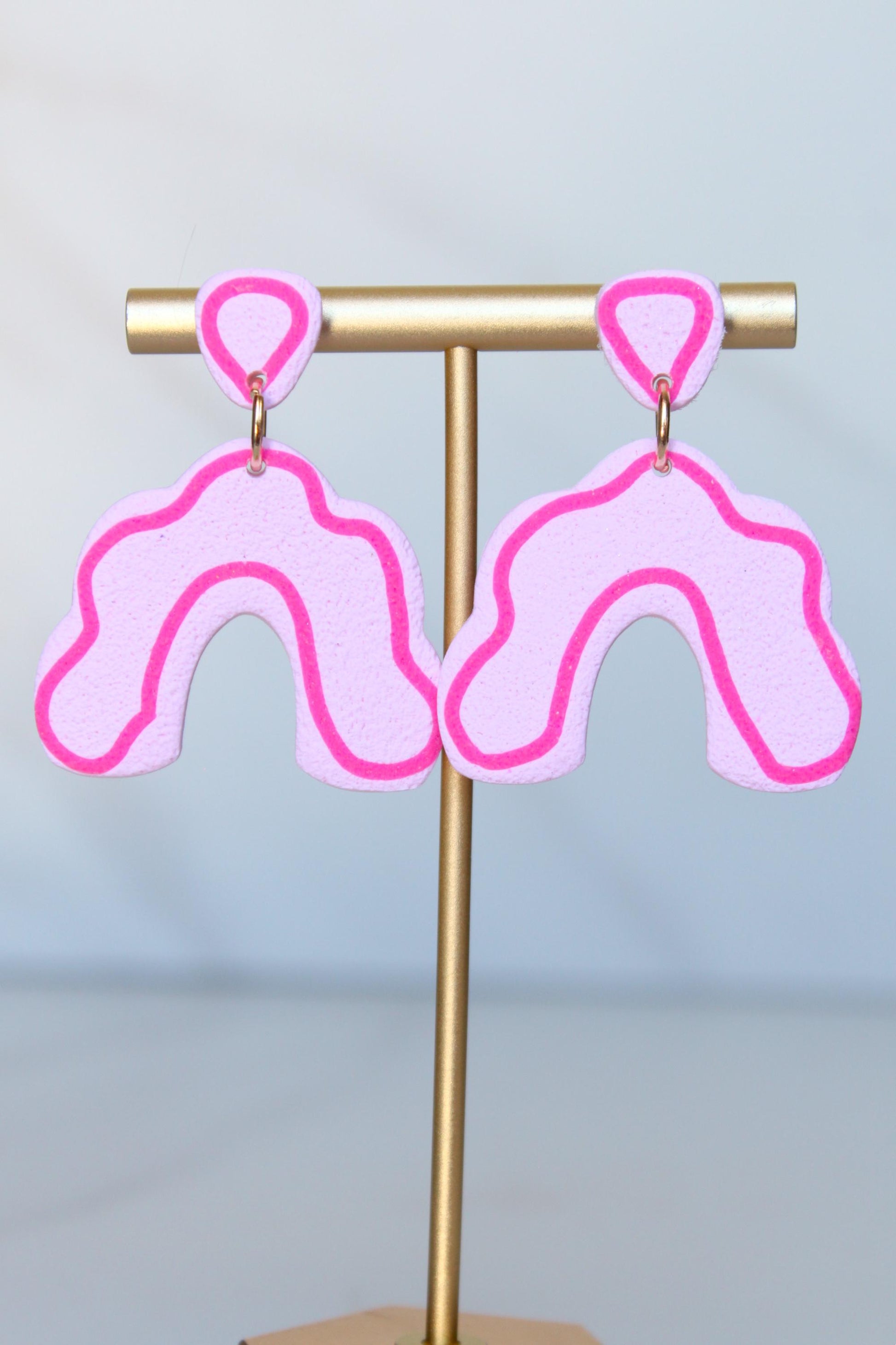 Clay Dangle Earrings - Geometric Modern Design, Handmade Lightweight Hypoallergenic Polymer Jewelry, Statement Accessory Multiple Colors