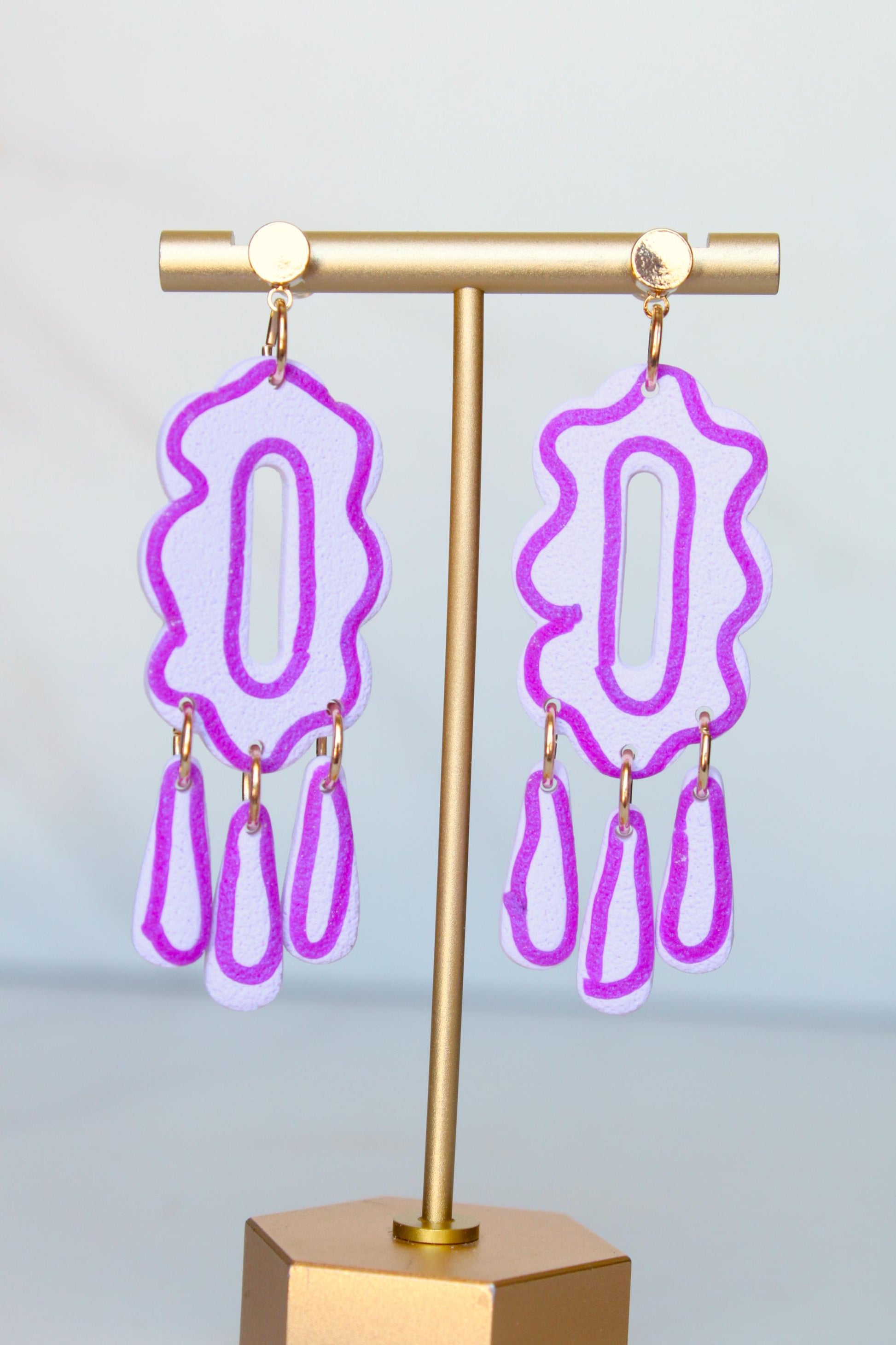 Clay Dangle Earrings - Geometric Modern Design, Handmade Lightweight Hypoallergenic Polymer Jewelry, Statement Accessory Multiple Colors