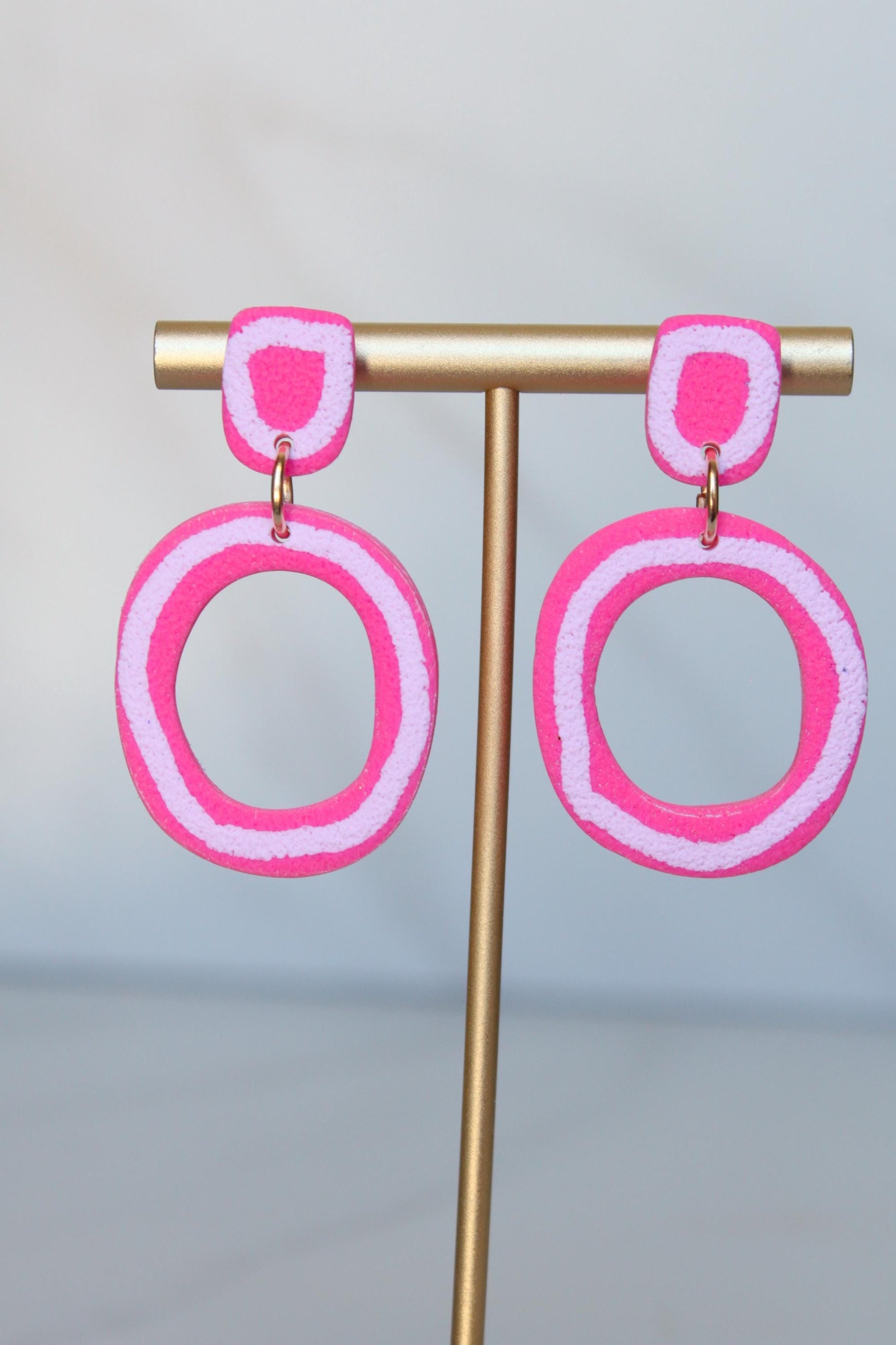 Clay Dangle Earrings - Geometric Modern Design, Handmade Lightweight Hypoallergenic Polymer Jewelry, Statement Accessory Multiple Colors