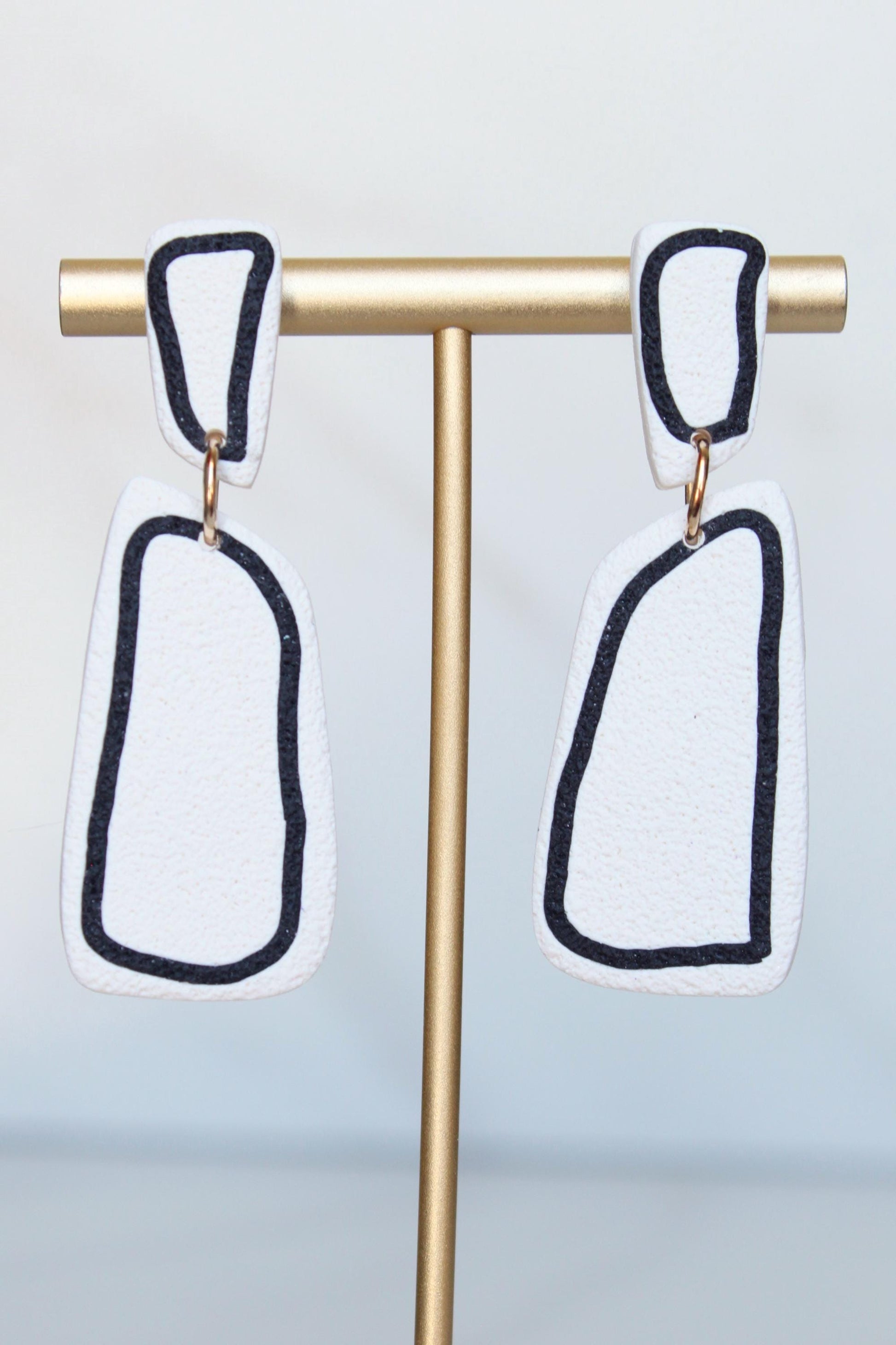 Clay Dangle Earrings - Geometric Modern Design, Handmade Lightweight Hypoallergenic Polymer Jewelry, Statement Accessory Multiple Colors