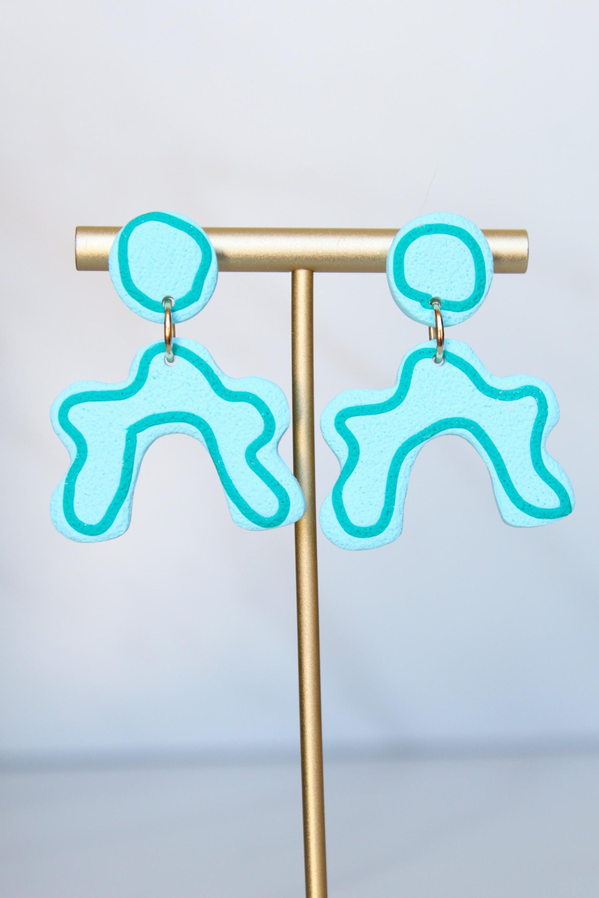 Clay Dangle Earrings - Geometric Modern Design, Handmade Lightweight Hypoallergenic Polymer Jewelry, Statement Accessory Multiple Colors