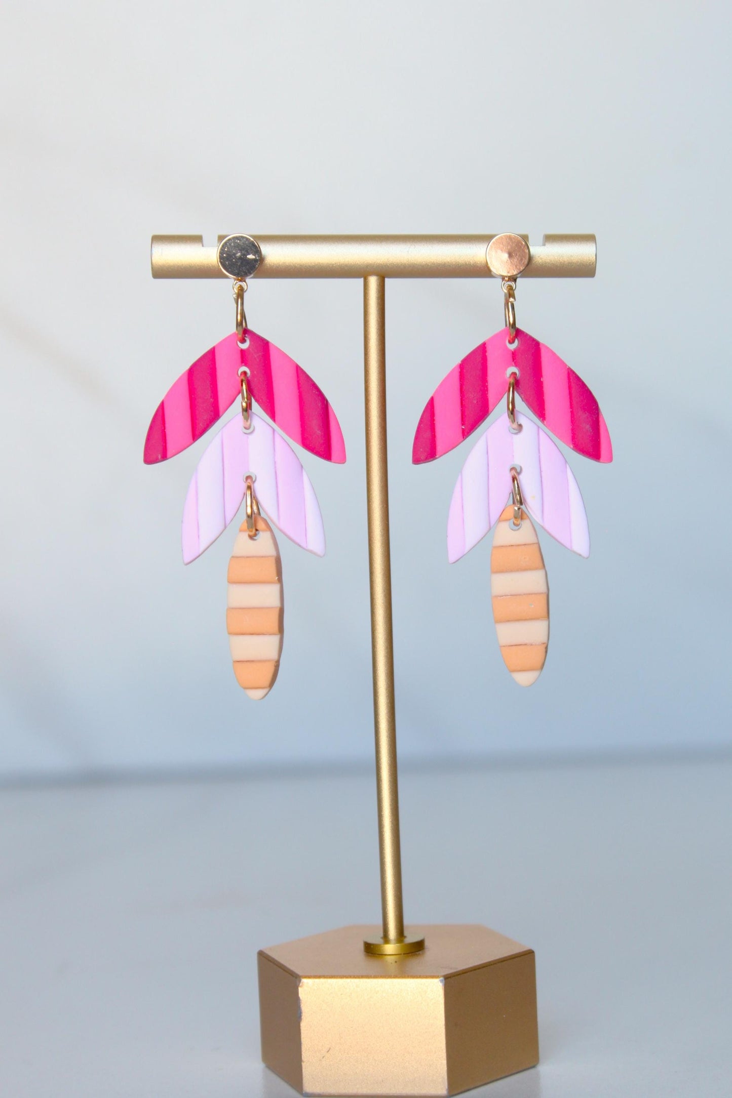 Clay Stripes Earring | Multicolor Polymer Clay Earring | Handmade Statement Clay Earring | Funky Statement Jewelry | Striped Clay Earring