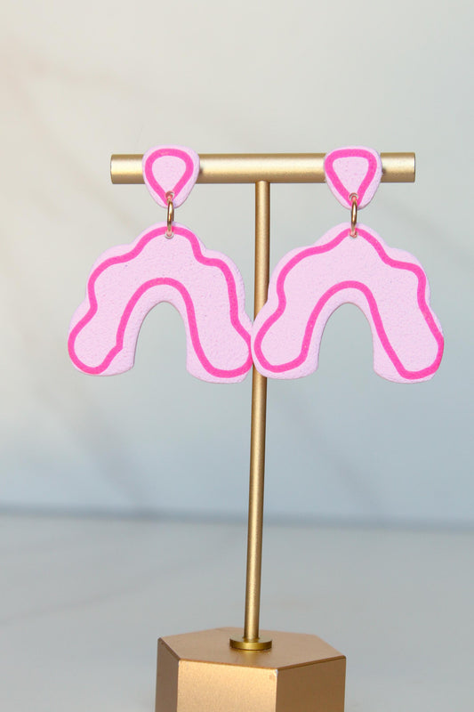 Clay Dangle Earrings - Geometric Modern Design, Handmade Lightweight Hypoallergenic Polymer Jewelry, Statement Accessory Multiple Colors