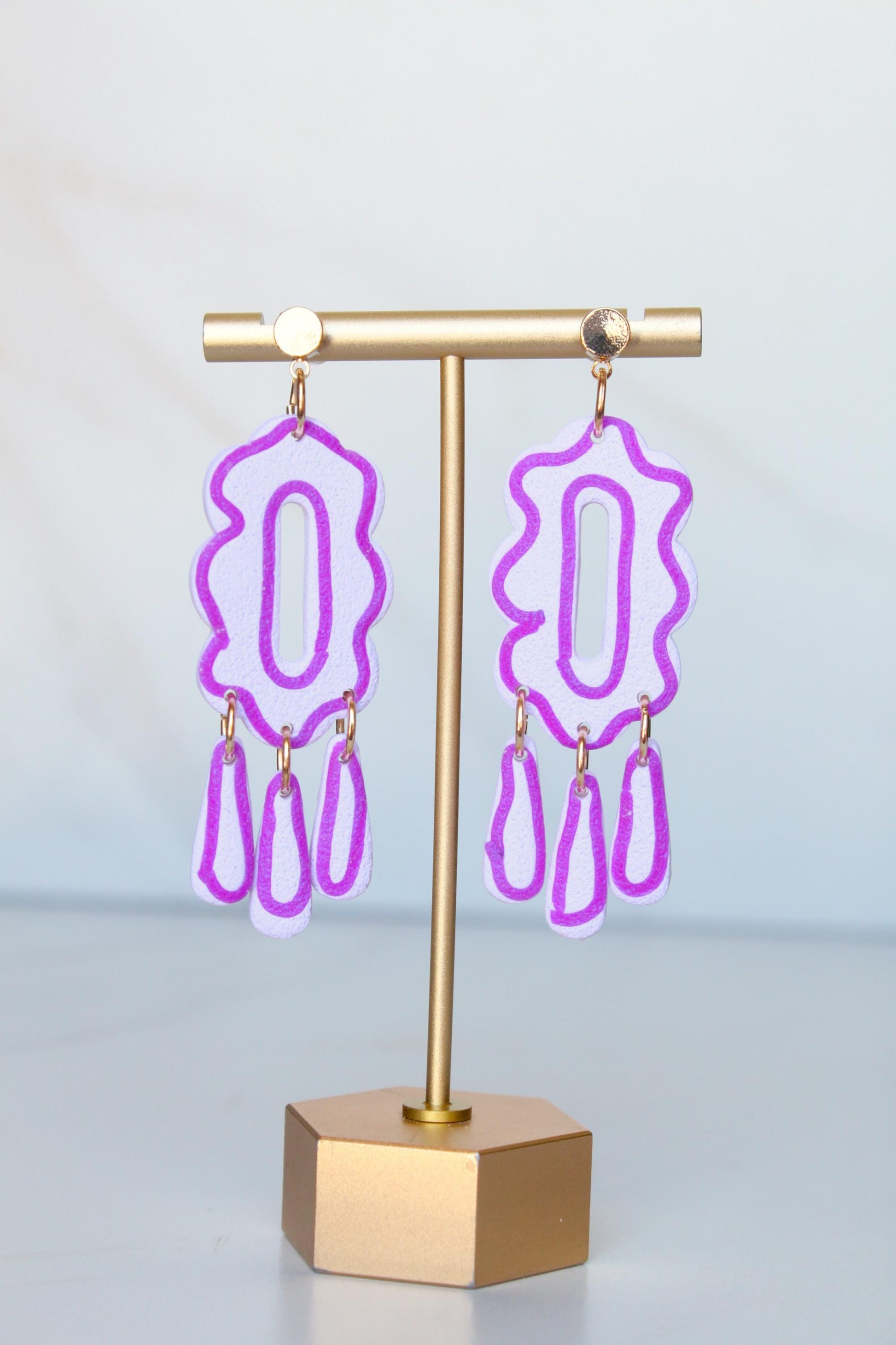 Clay Dangle Earrings - Geometric Modern Design, Handmade Lightweight Hypoallergenic Polymer Jewelry, Statement Accessory Multiple Colors