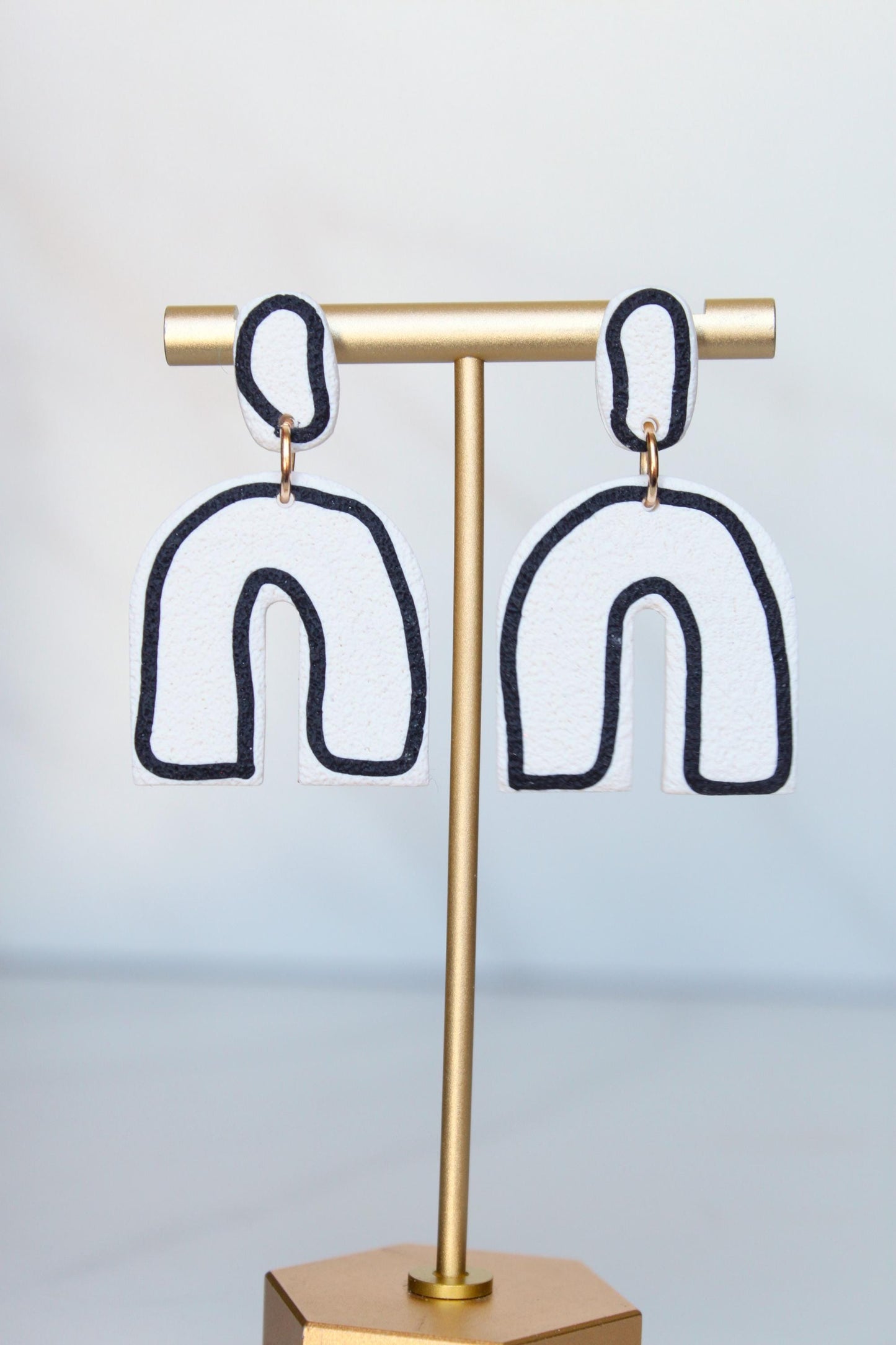 Clay Dangle Earrings - Geometric Modern Design, Handmade Lightweight Hypoallergenic Polymer Jewelry, Statement Accessory Multiple Colors