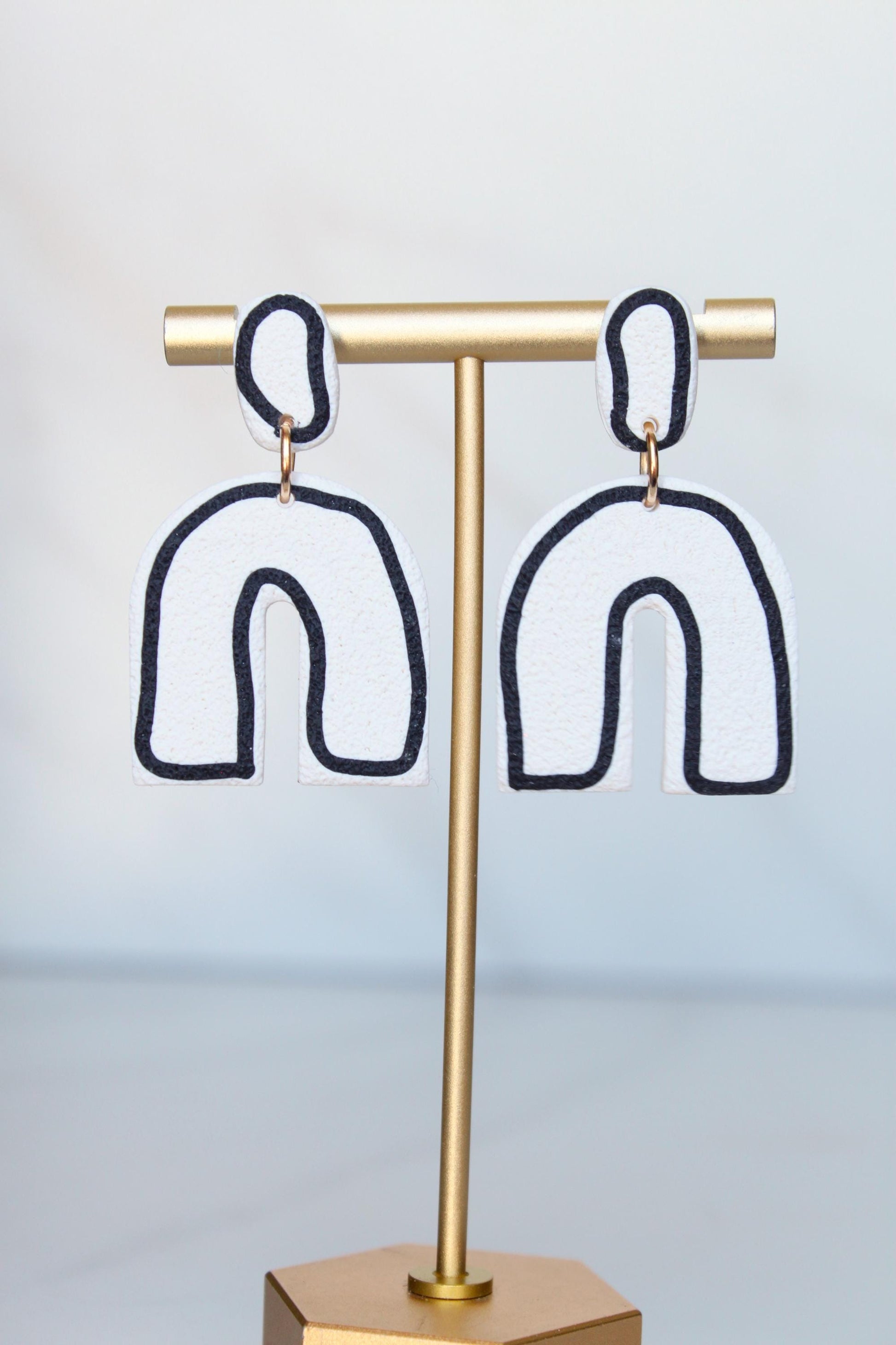 Clay Dangle Earrings - Geometric Modern Design, Handmade Lightweight Hypoallergenic Polymer Jewelry, Statement Accessory Multiple Colors