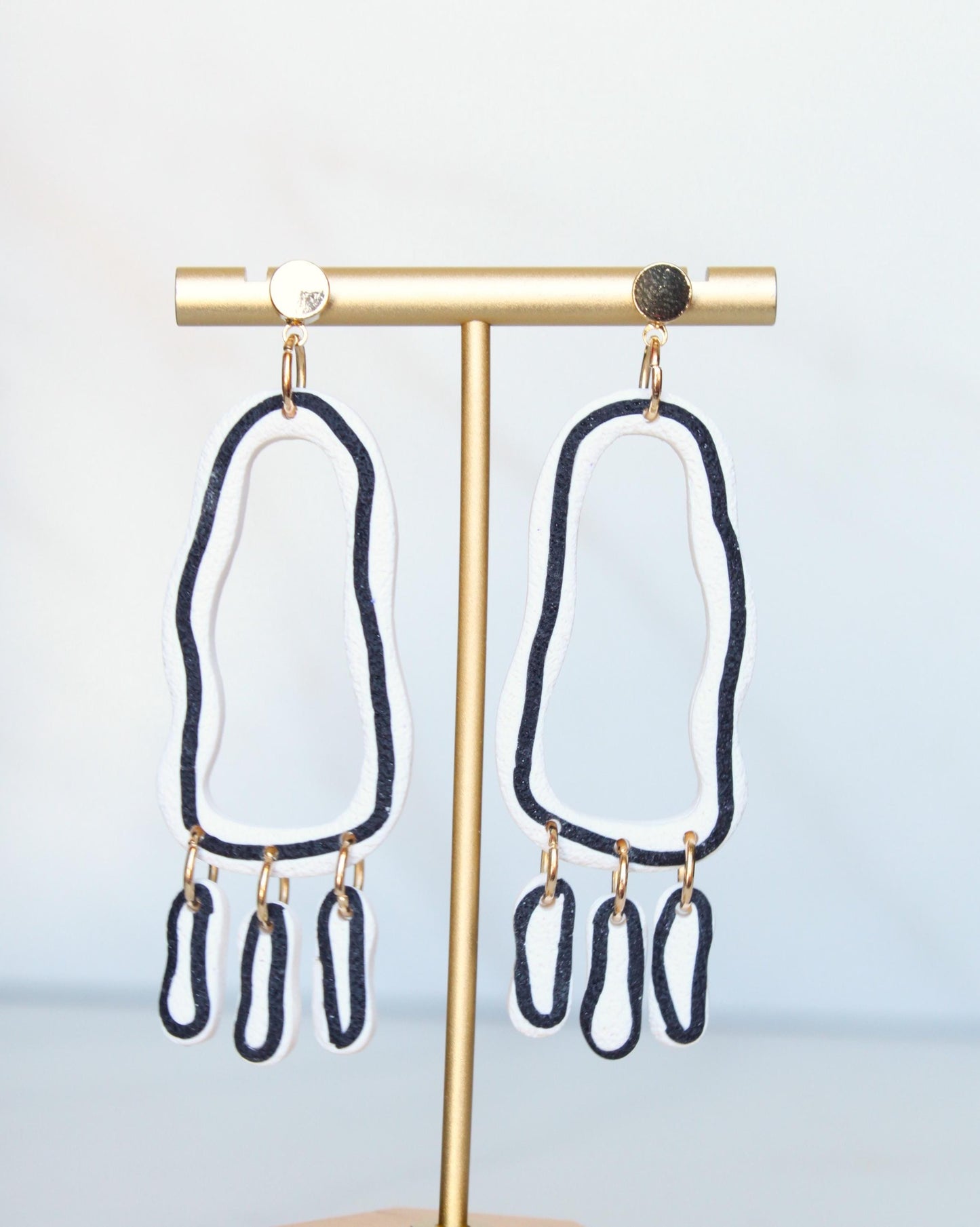 Clay Dangle Earrings - Geometric Modern Design, Handmade Lightweight Hypoallergenic Polymer Jewelry, Statement Accessory Multiple Colors