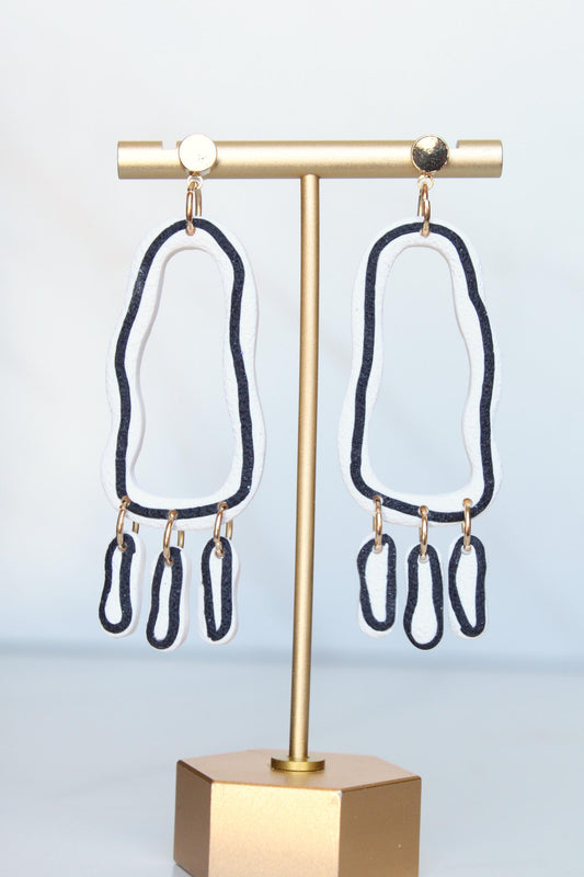 Clay Dangle Earrings - Geometric Modern Design, Handmade Lightweight Hypoallergenic Polymer Jewelry, Statement Accessory Multiple Colors