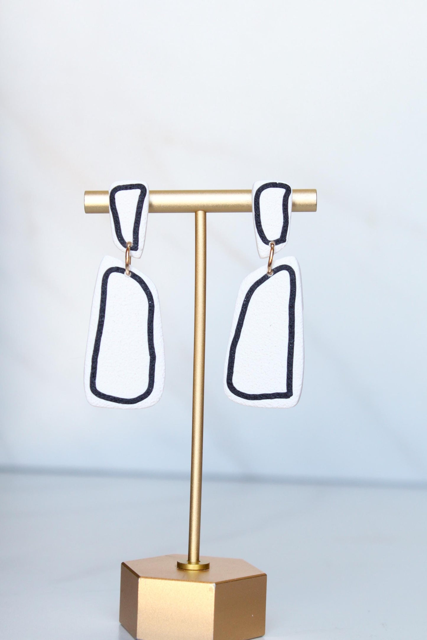 Clay Dangle Earrings - Geometric Modern Design, Handmade Lightweight Hypoallergenic Polymer Jewelry, Statement Accessory Multiple Colors