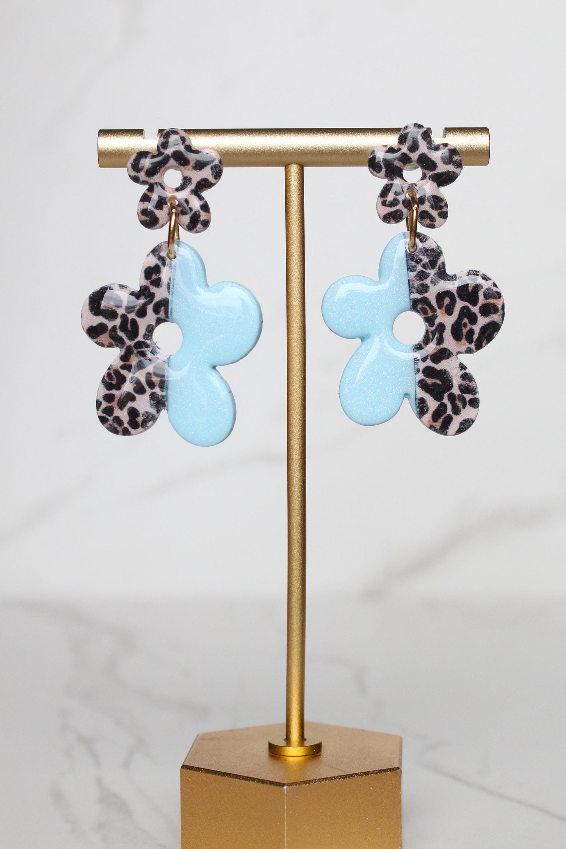 Leopard Flower Clay Earrings | Polymer Clay earrings | Leopard Earrings | Clay Earrings | Flower Clay earrings | Gift for Her | Gift for Mom