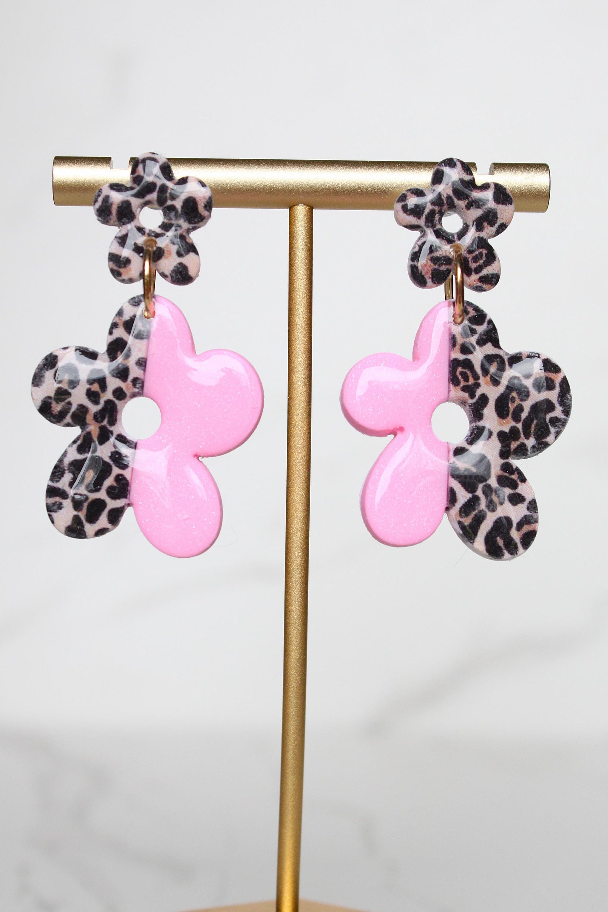 Leopard Flower Clay Earrings | Polymer Clay earrings | Leopard Earrings | Clay Earrings | Flower Clay earrings | Gift for Her | Gift for Mom