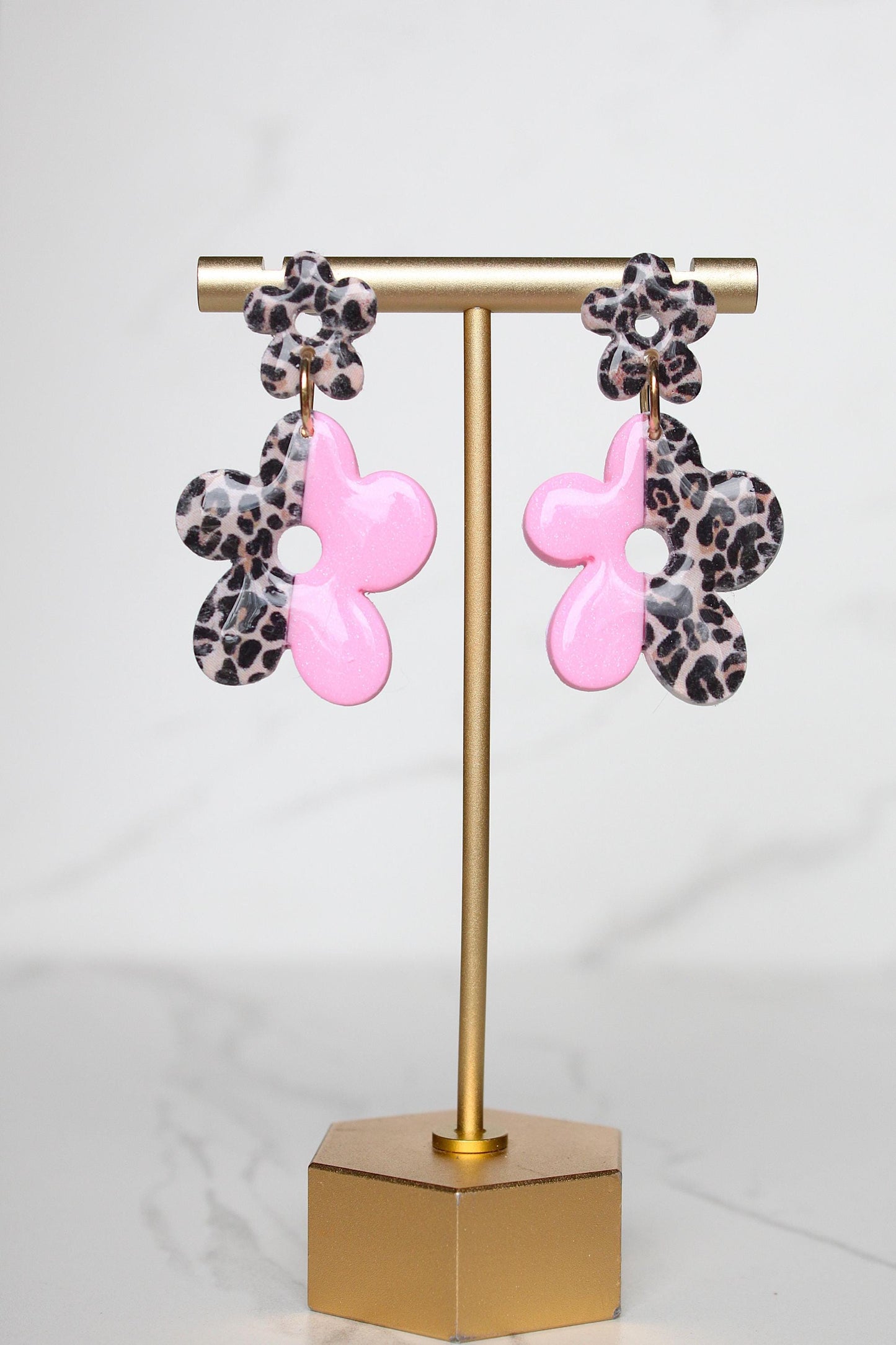 Leopard Flower Clay Earrings | Polymer Clay earrings | Leopard Earrings | Clay Earrings | Flower Clay earrings | Gift for Her | Gift for Mom