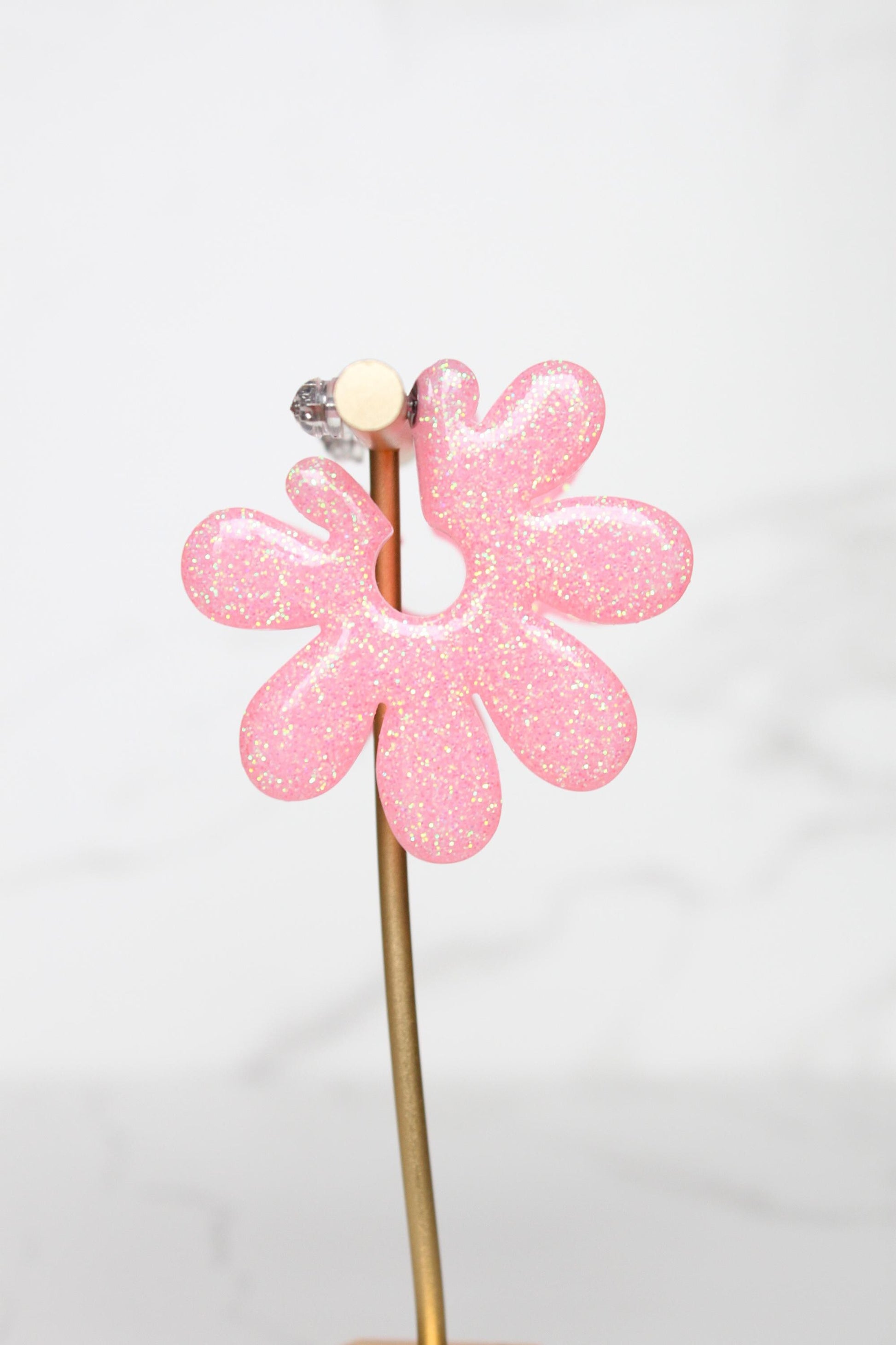 Pink Glitter Resin Hoop Earrings | Women Resin Hoops | Women Hoop Earrings | Gift for Her | Gift for Daughter | Gift for Friend | Gift