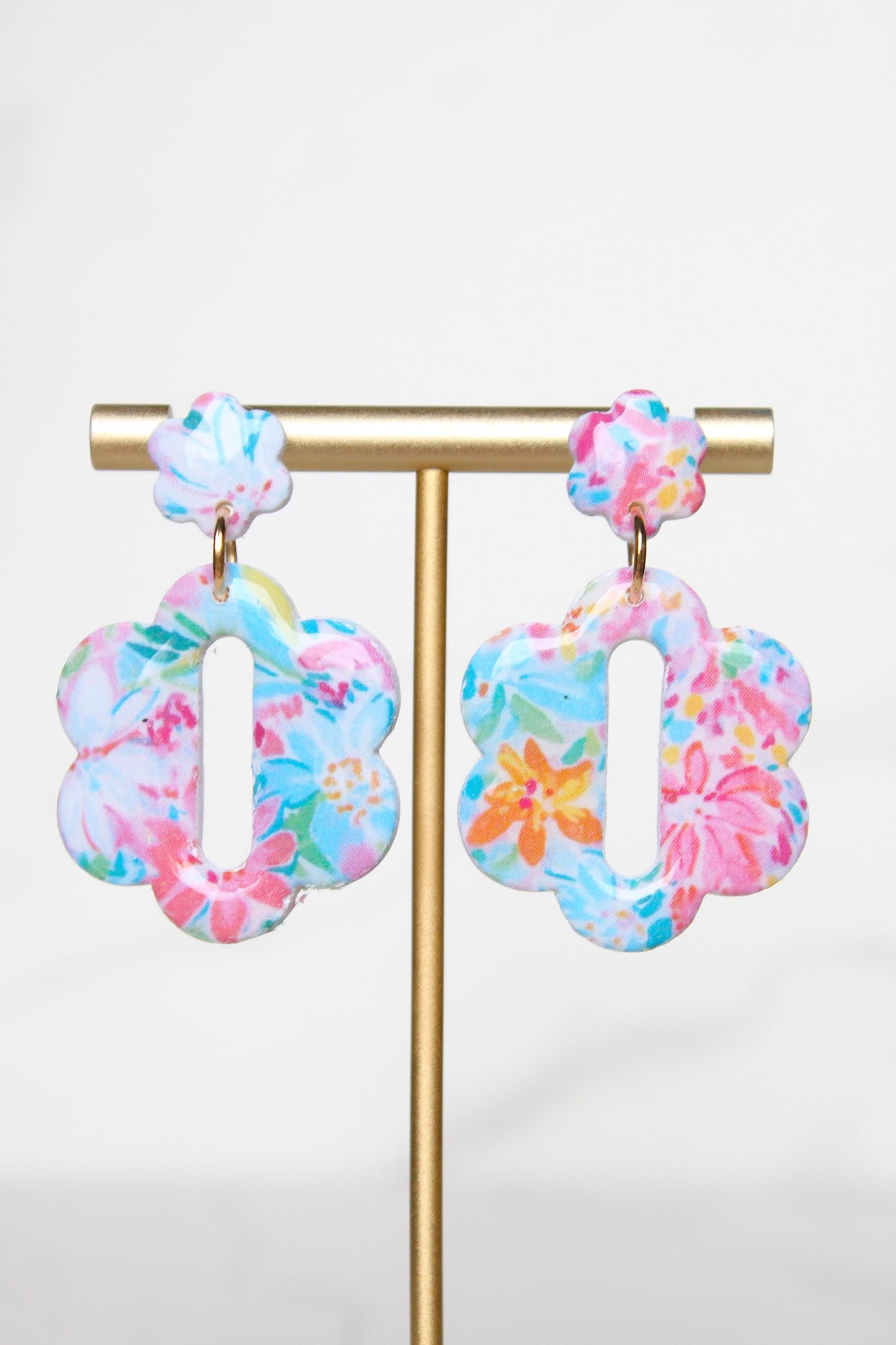 Floral Print Clay Earrings | Clay Earrings | Handmade Earrings | Floral Earrings | Gift for Her | Gift for Mom | PATTERN WILL VARY!