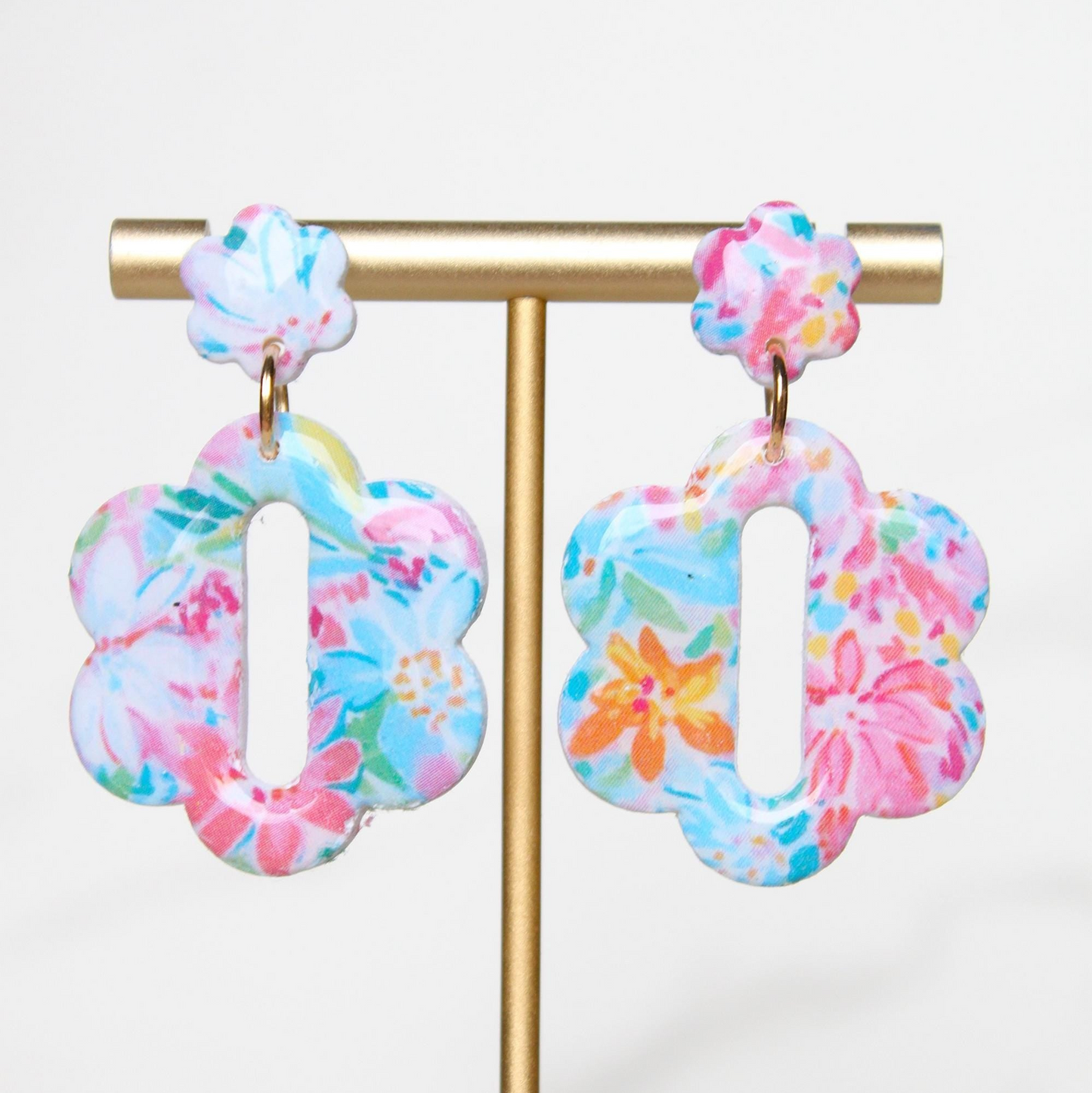 Floral Print Clay Earrings | Clay Earrings | Handmade Earrings | Floral Earrings | Gift for Her | Gift for Mom | PATTERN WILL VARY!