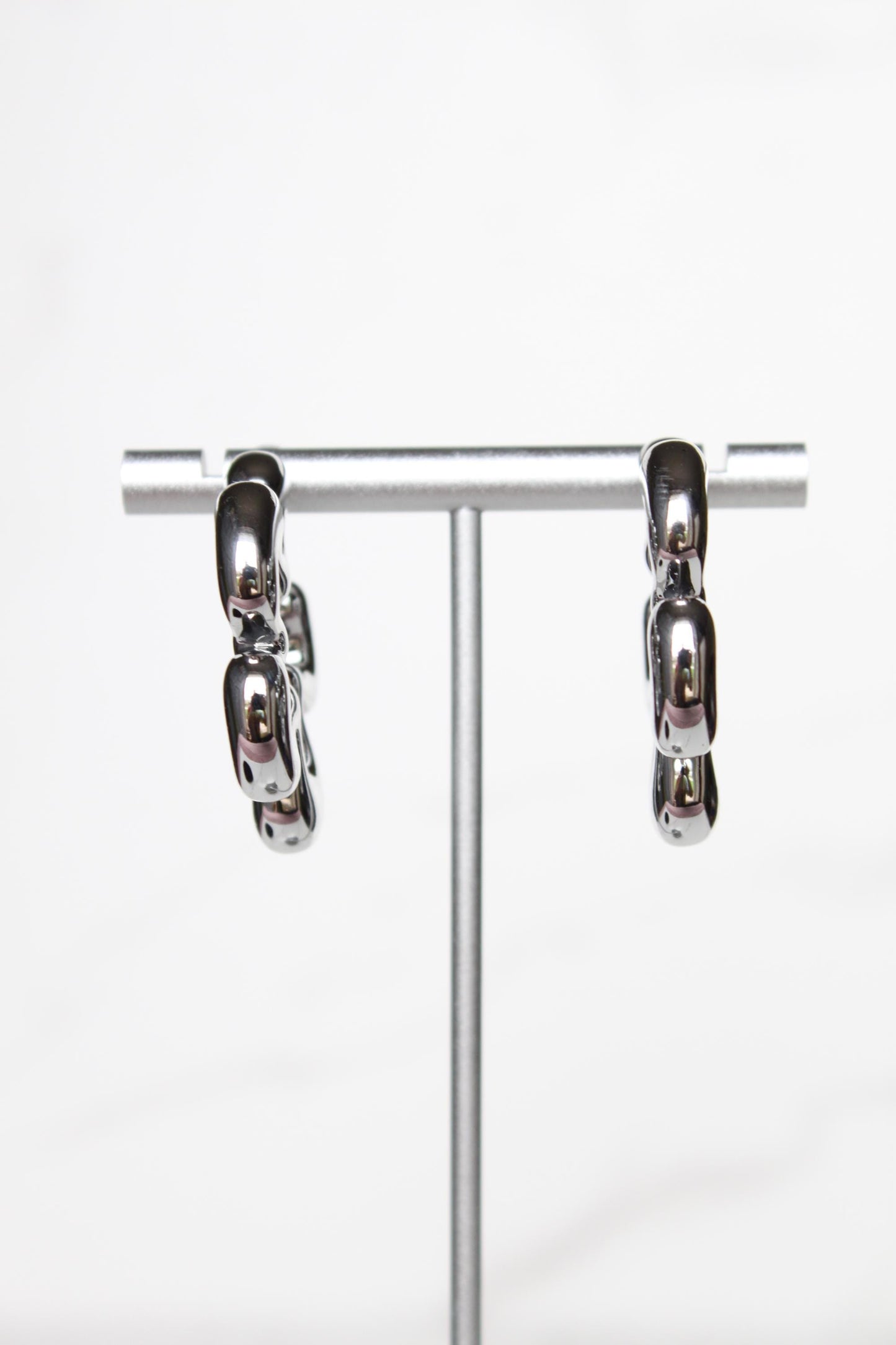 Silver Floral Hoop Earrings | Plastic Hoops | Women's Hoops | Gift for Friend | Gift for Her | Gift for Mom | Gift for Daughter