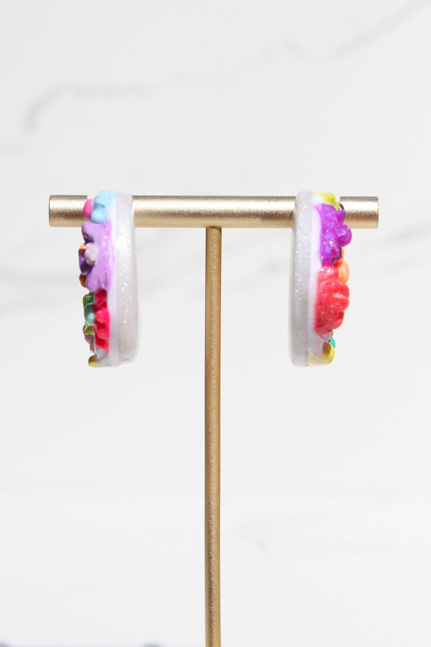 Flower Garden Hoops | Clay Hoops | Flower Hoop Earrings | Gift for Her | Gift for Friend | Gift for Mom | Gift for Daughter