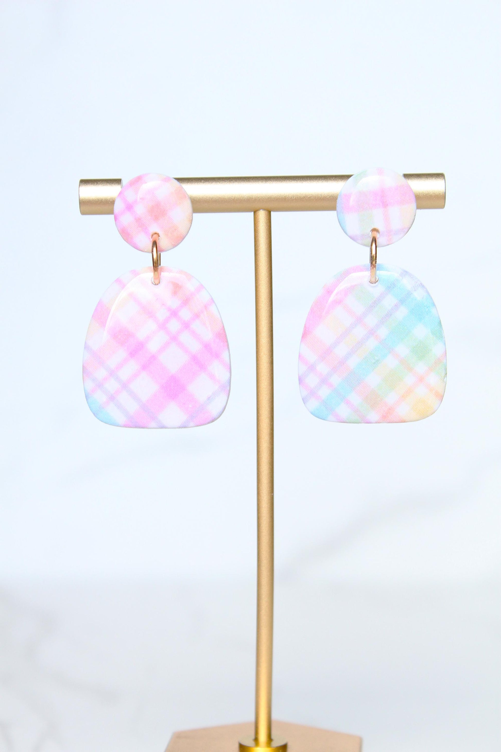 Pastel Plaid Clay Earrings | Clay Earrings | Lightweight Earrings | Gift for Mom | Gift for Daughter | Gift for Friend | Gift for Girlfriend