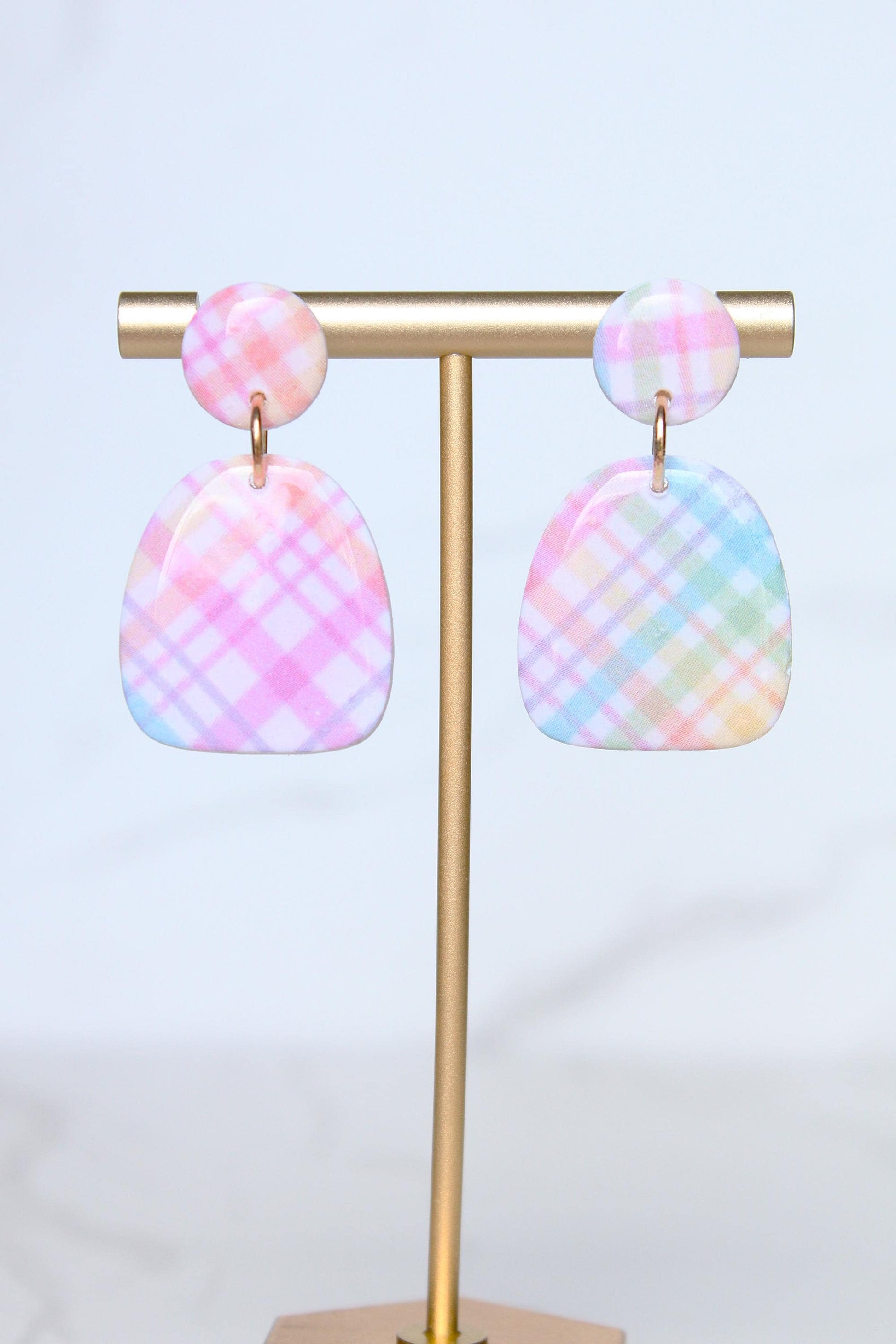 Pastel Plaid Clay Earrings | Clay Earrings | Lightweight Earrings | Gift for Mom | Gift for Daughter | Gift for Friend | Gift for Girlfriend
