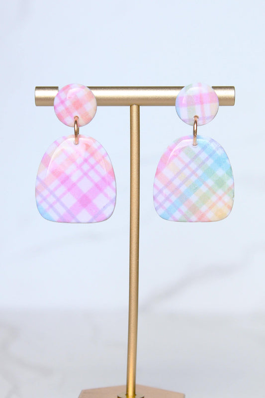 Pastel Plaid Clay Earrings | Clay Earrings | Lightweight Earrings | Gift for Mom | Gift for Daughter | Gift for Friend | Gift for Girlfriend