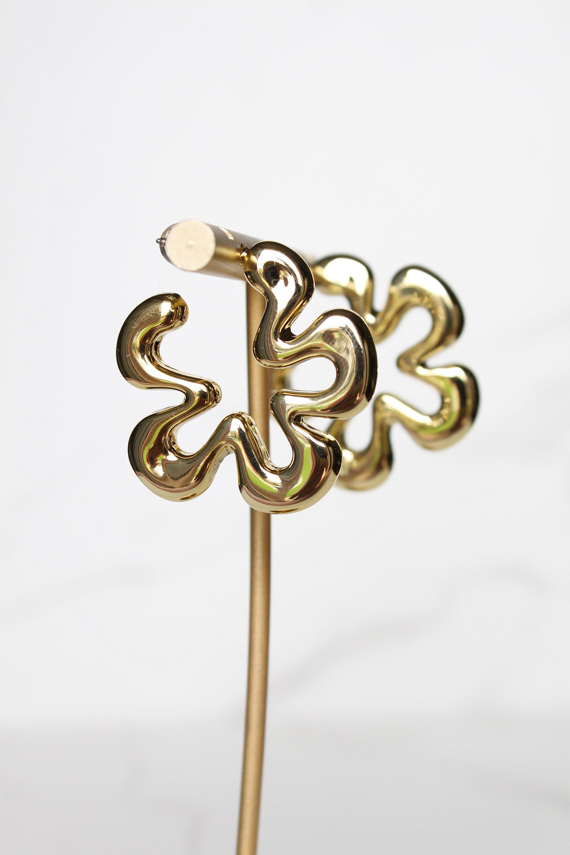 Gold Floral Hoop Earrings | Plastic Hoops | Women's Hoops | Gift for Friend | Gift for Her | Gift for Mom | Gift for Daughter