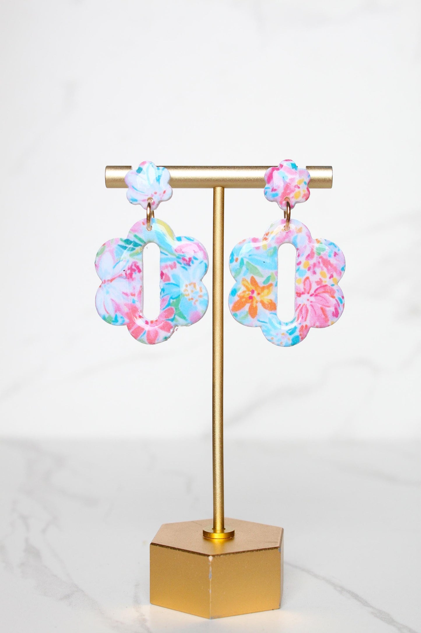 Floral Print Clay Earrings | Clay Earrings | Handmade Earrings | Floral Earrings | Gift for Her | Gift for Mom | PATTERN WILL VARY!