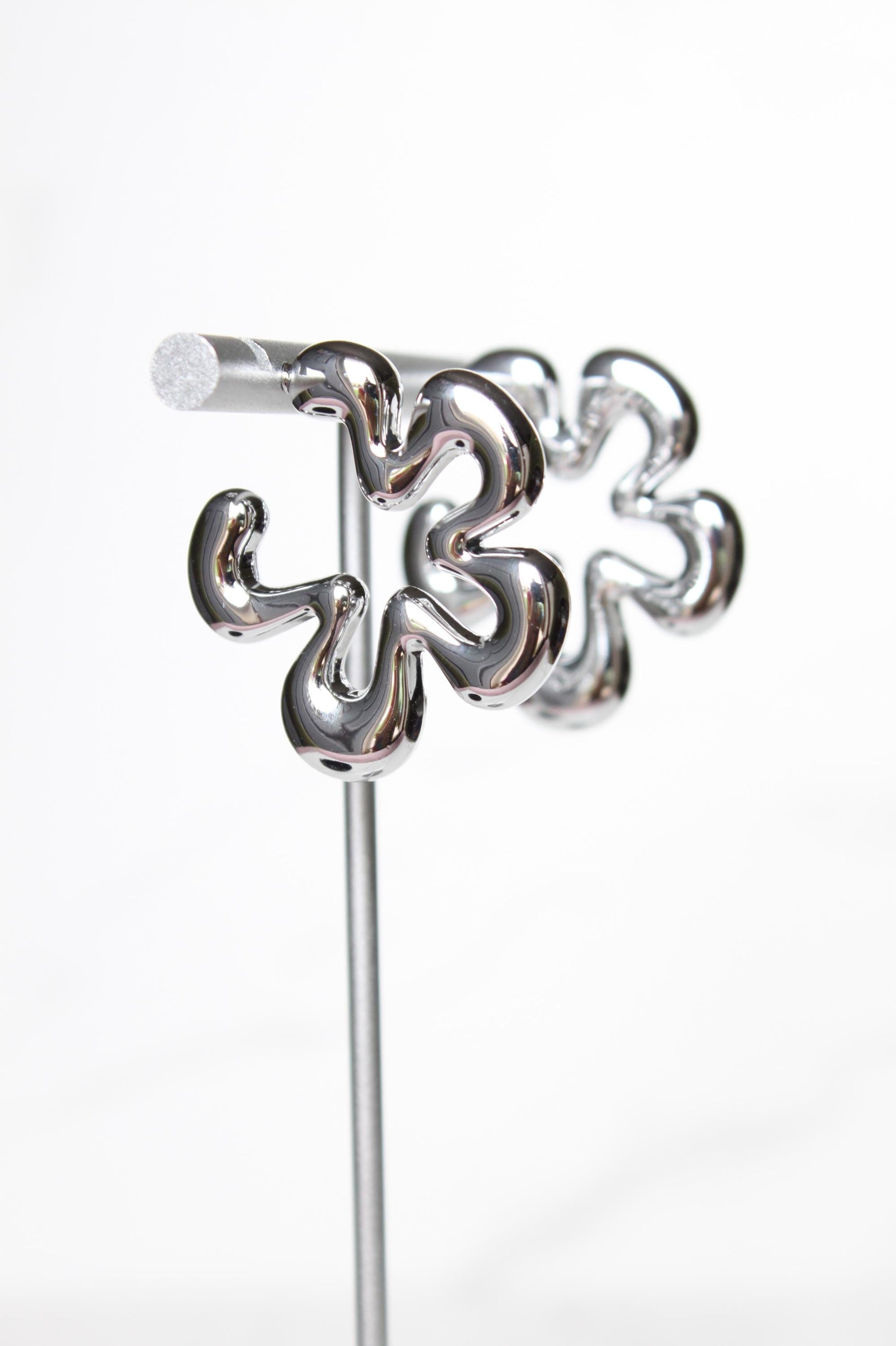 Silver Floral Hoop Earrings | Plastic Hoops | Women's Hoops | Gift for Friend | Gift for Her | Gift for Mom | Gift for Daughter