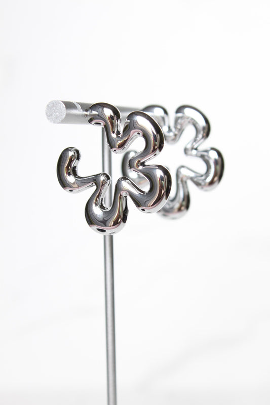 Silver Floral Hoop Earrings | Plastic Hoops | Women's Hoops | Gift for Friend | Gift for Her | Gift for Mom | Gift for Daughter