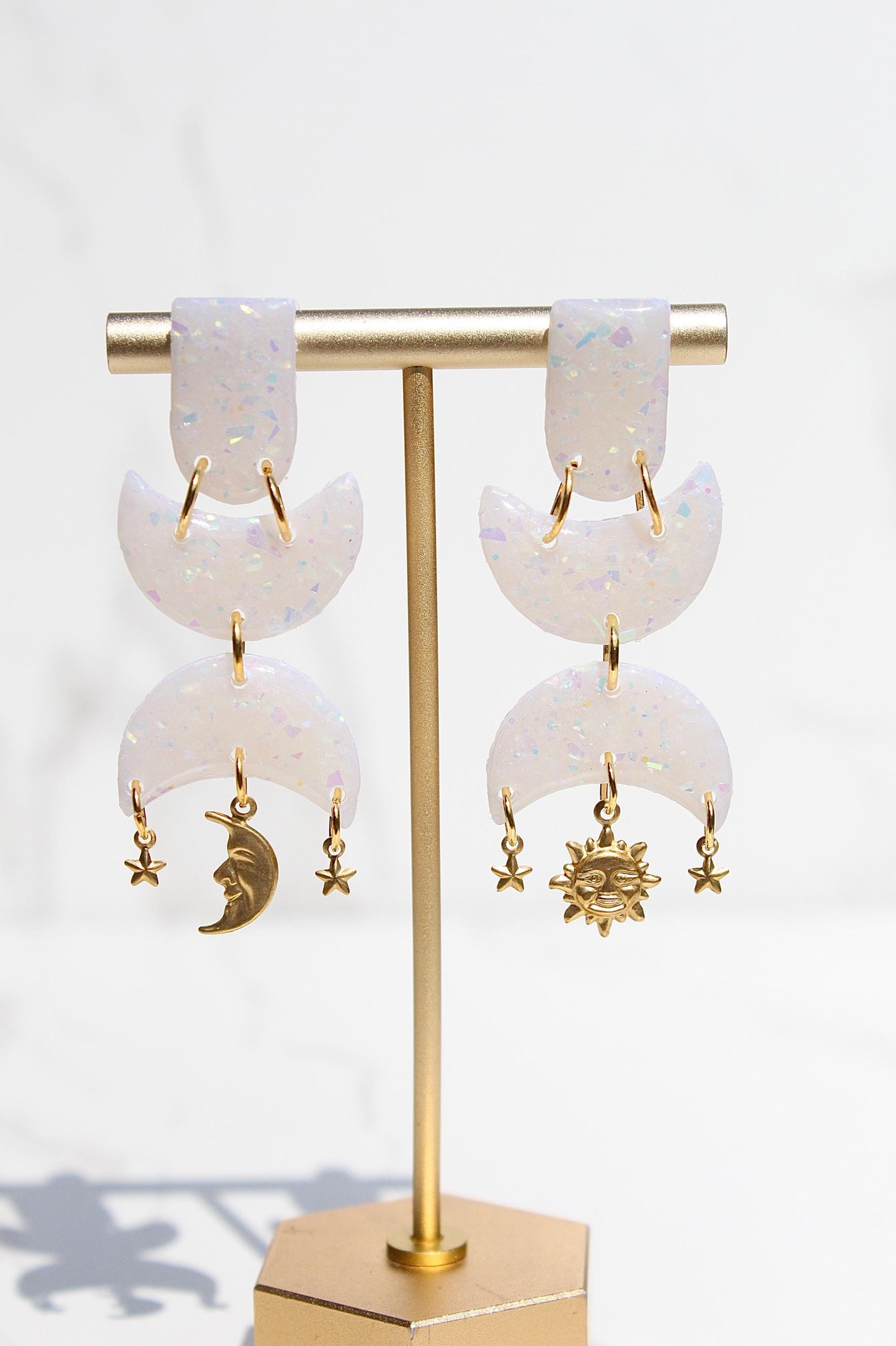 Celestial Opalescent Clay Earrings – Handmade Clay Earrings, Handmade Polymer Clay Earrings, Dreamy Gift for Her, Celestial Jewelry