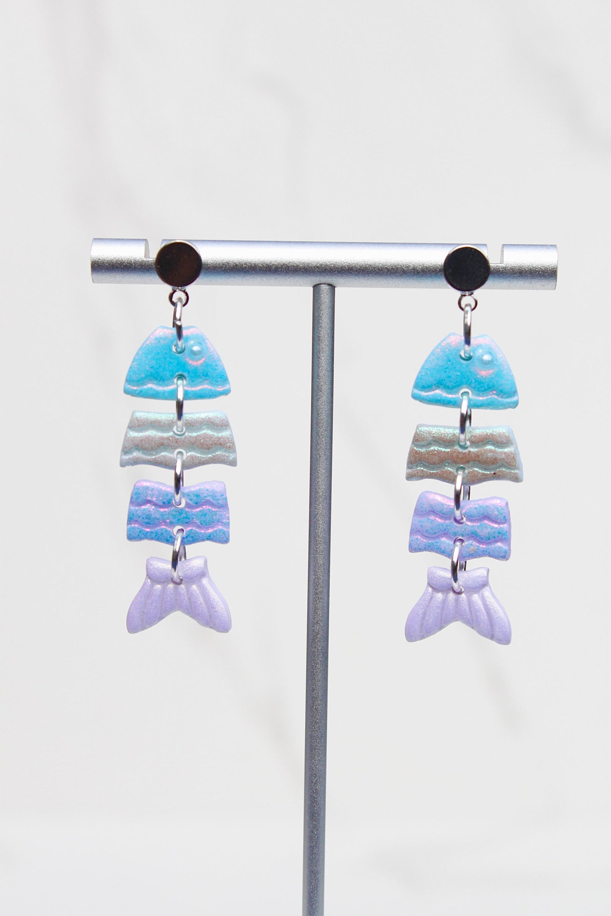 Colorful Fish Dangle Clay Earrings – Clay & Resin Finish