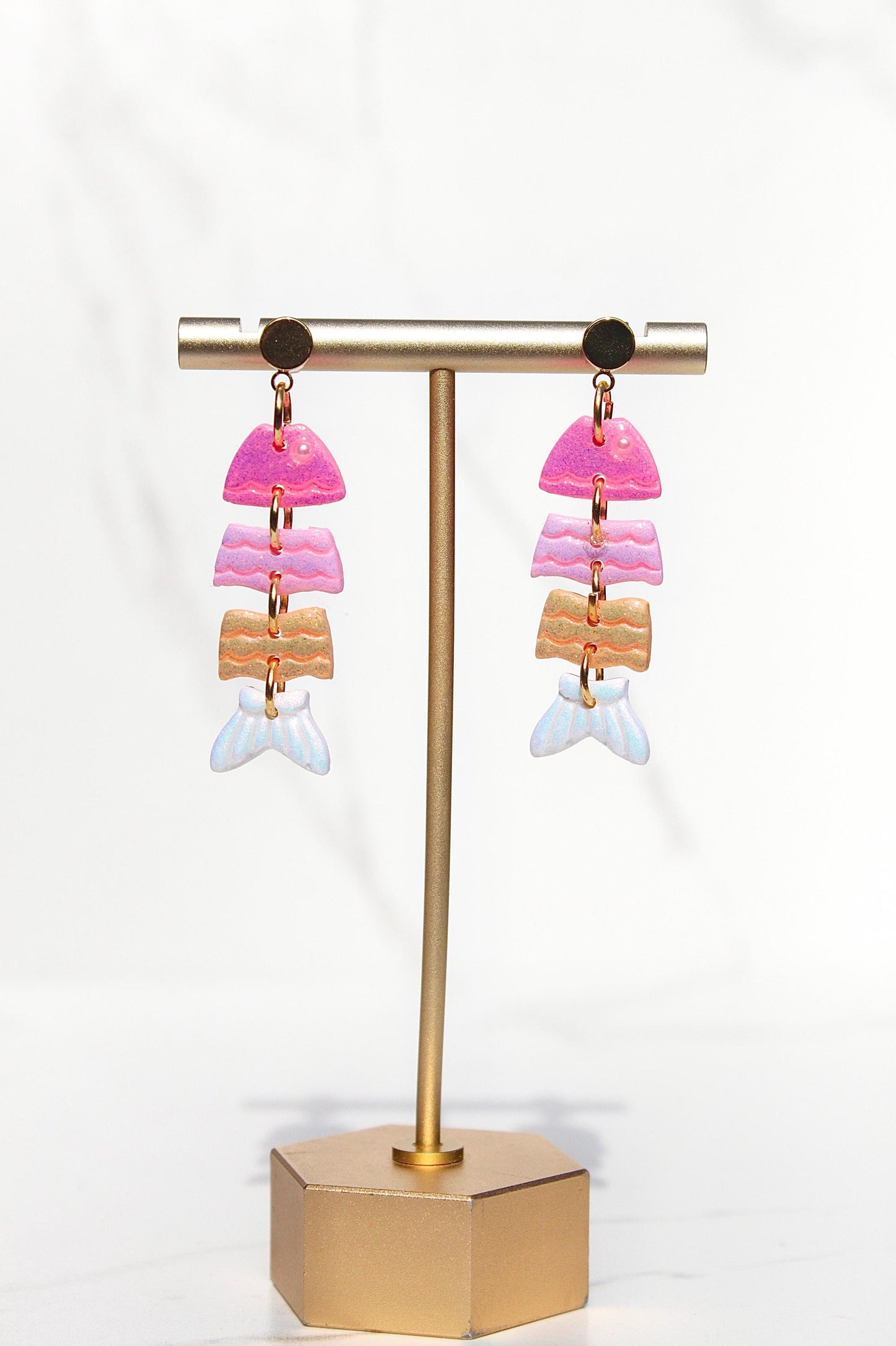 Colorful Fish Dangle Clay Earrings – Clay & Resin Finish