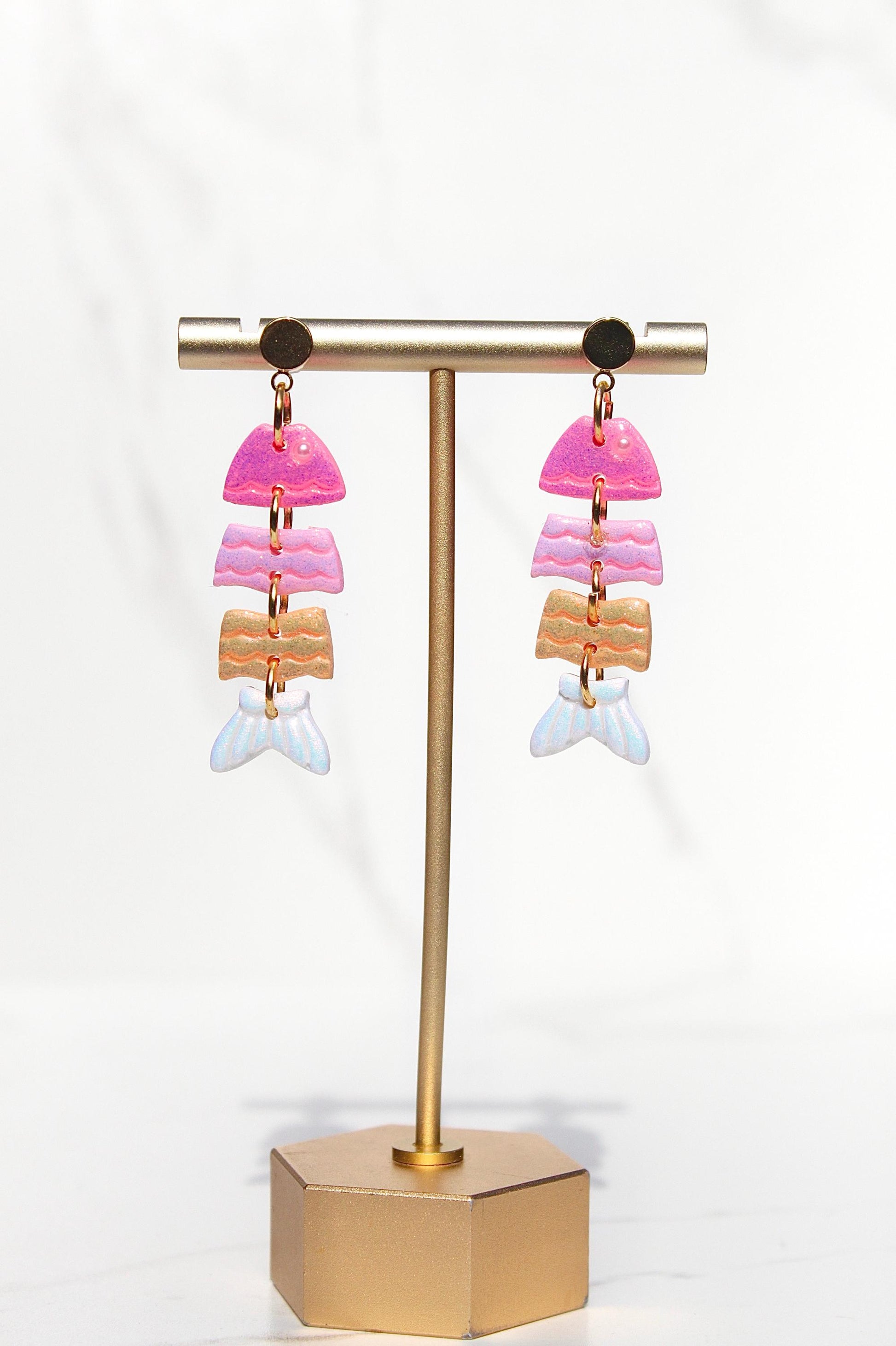Colorful Fish Dangle Clay Earrings – Clay & Resin Finish