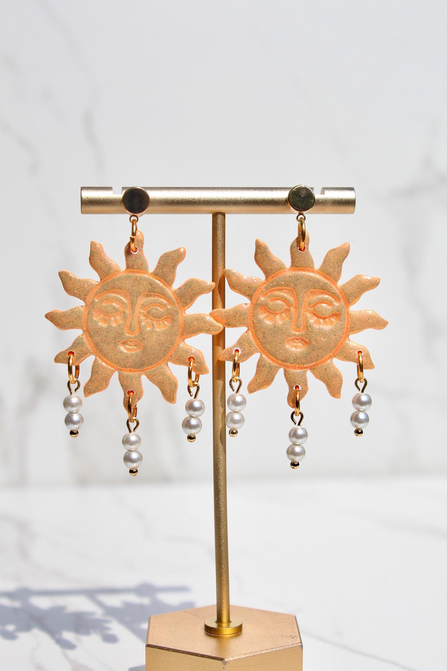 Colorful Sun Earrings – Beaded Polymer Clay Earrings in Pastel & Bright Colors, Handmade Celestial Jewelry, Statement Earrings Gift