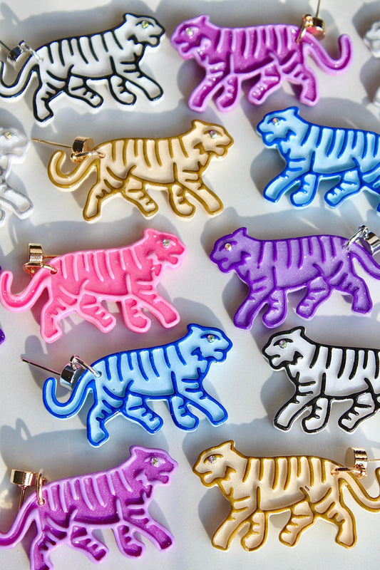 Tiger Earrings | Clay Dangles | Dang Earrings | Gift For Friend | Handmade Gift | Gifts For Her | Gift for Girlfriend | Gift for Mom